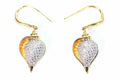 Conch Shell CZ Pave Gold Tone Dangle Earrings 1.25 Inch