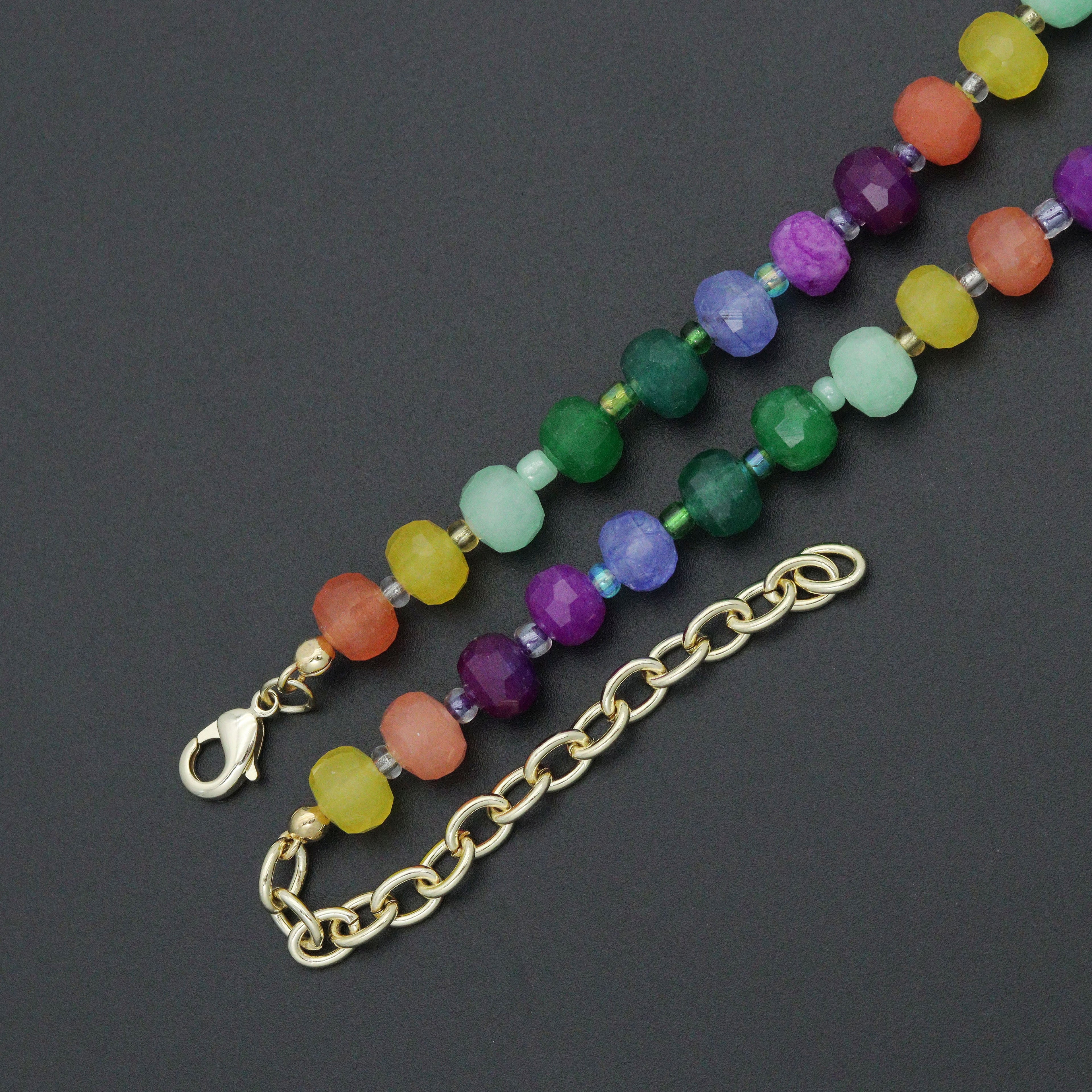 Colorful Jade Beads Adjustable necklace Bracelet, Sku#EF786