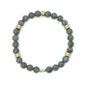 Smooth Round Labradorite with gold spacer stretchy bracelet, EF794