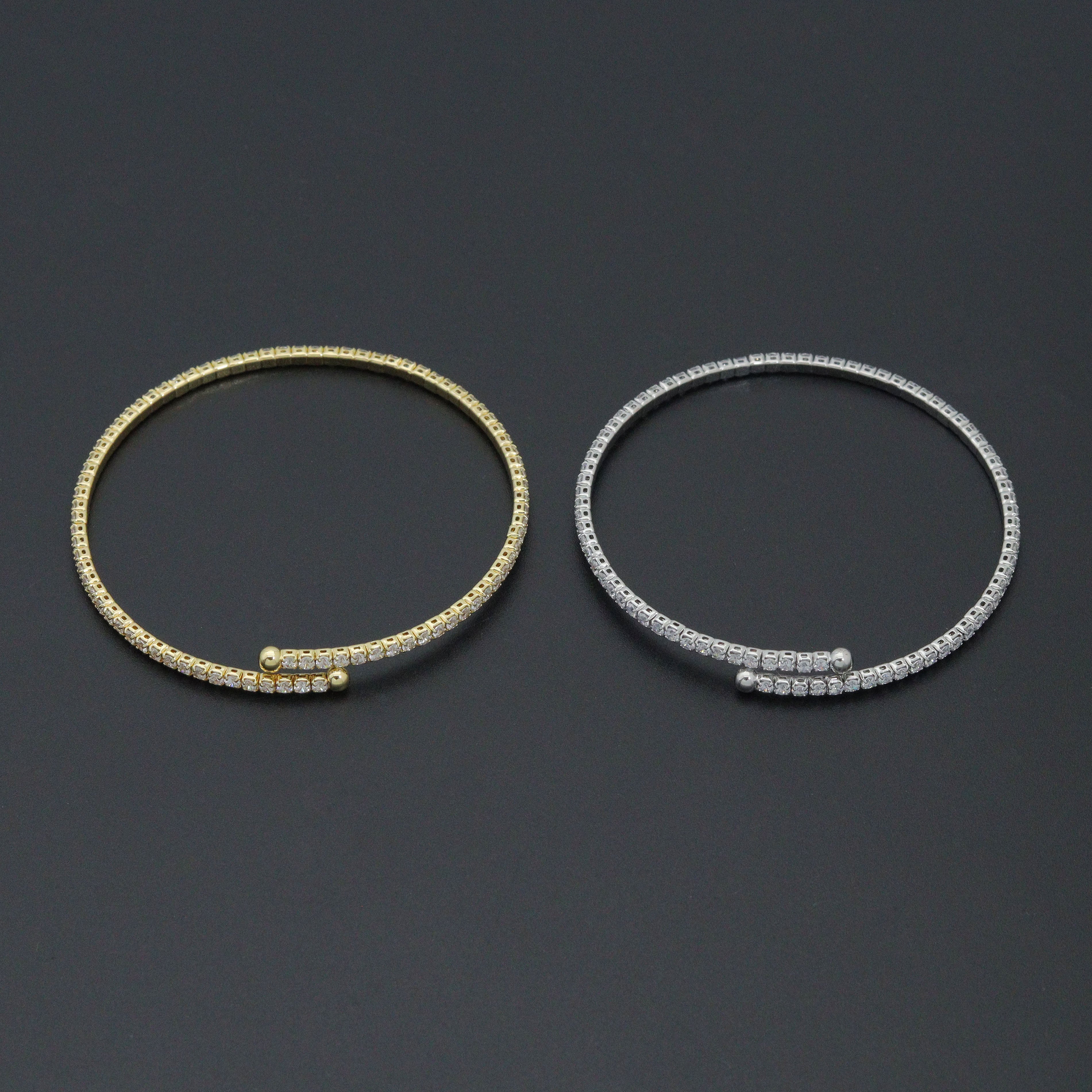 Gold Silver Thin Tennis Chain Link Stretchy Bracelet, Sku#A503