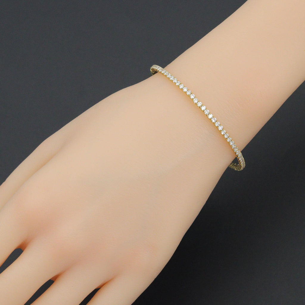 Gold Silver Thin Tennis Chain Link Stretchy Bracelet, Sku#A503