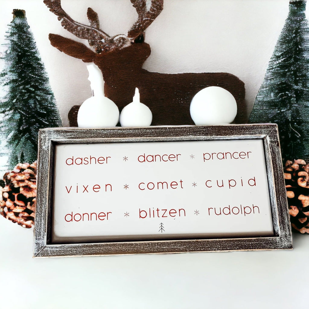 Rudolph And Friends Large Wooden Framed Embossed Christmas Sign With Metal Insert Holiday Decor