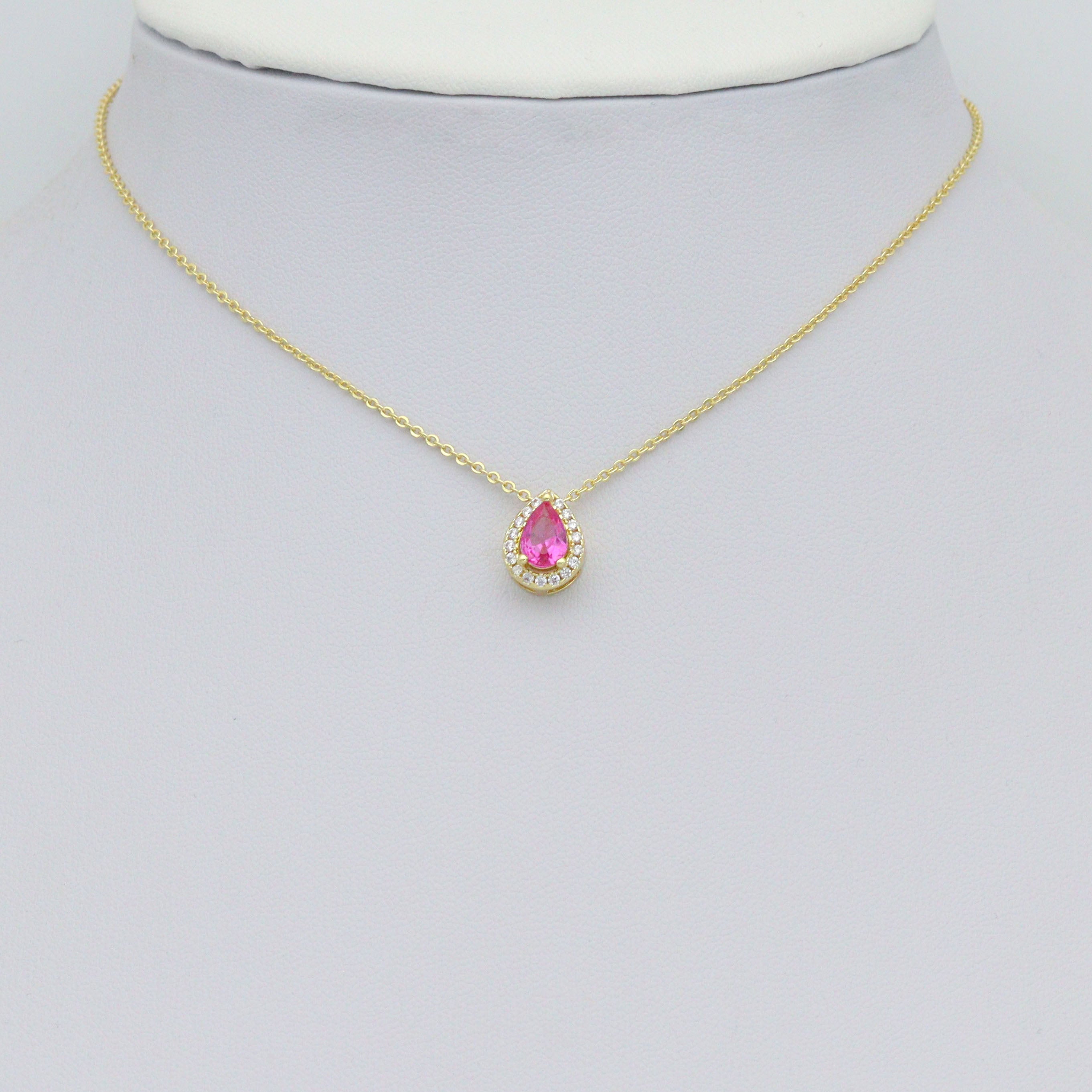 Gold Colorful Teardrop CZ Pendant charm, Sku#LX918