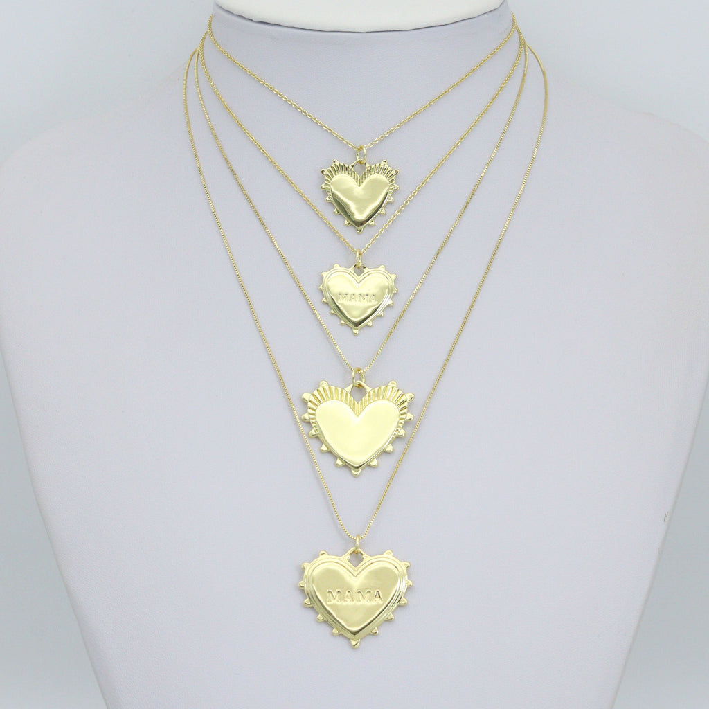 Gold Heart Mother's Day Mama Heart Pendant charm, Sku#LX920