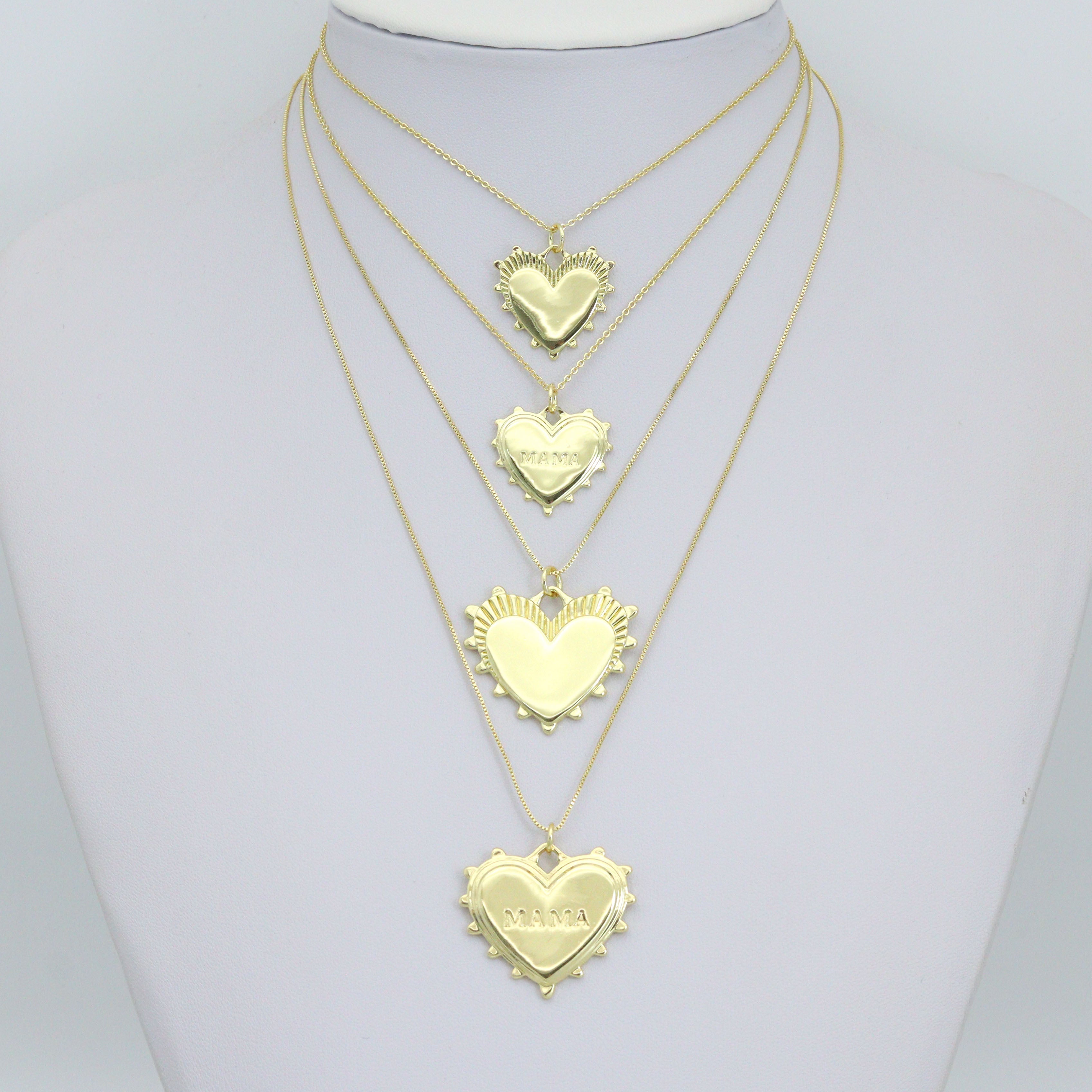 Gold Heart Mother's Day Mama Heart Pendant charm, Sku#LX920