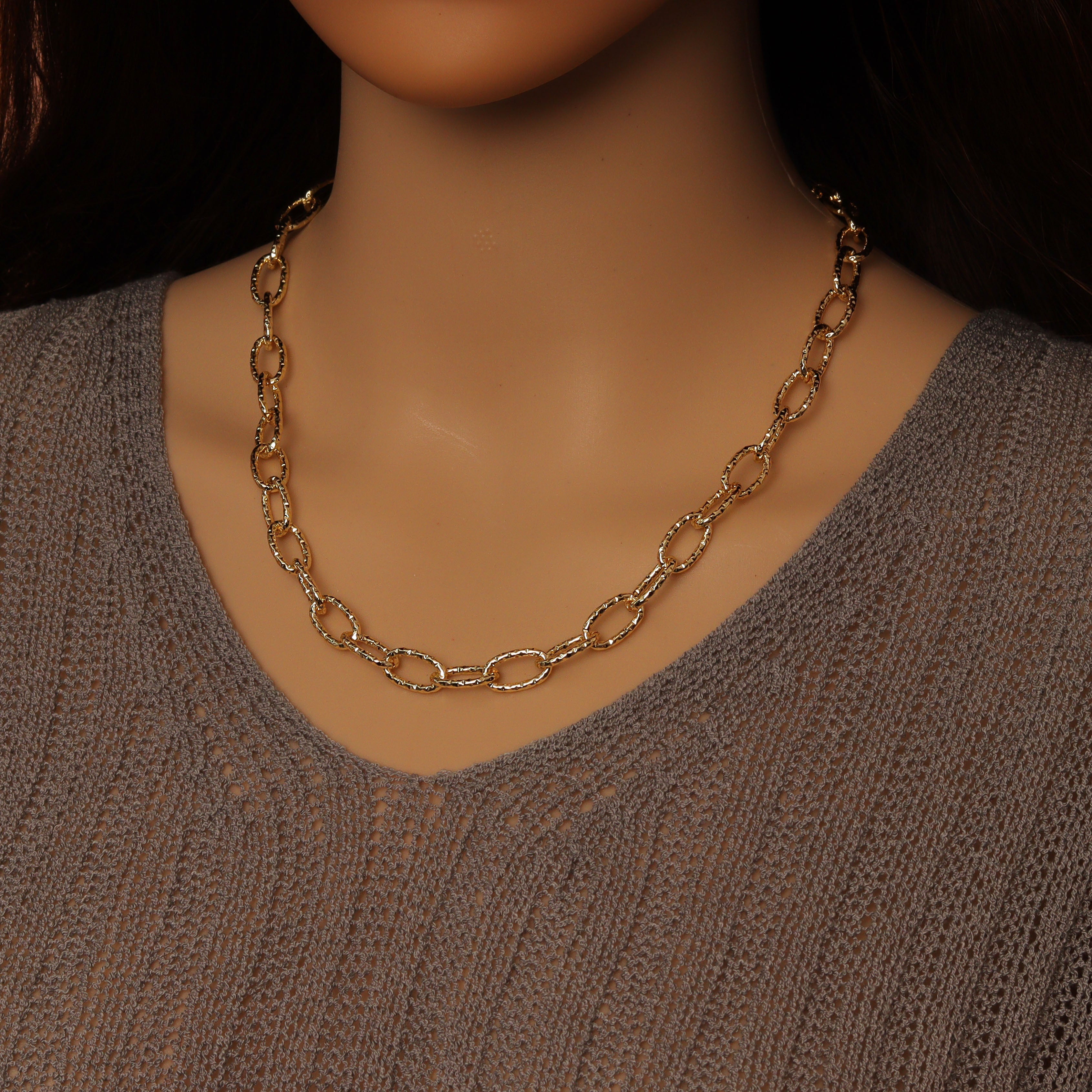 Stainless steel Hammered Oval Link Unfinished chain, LX910