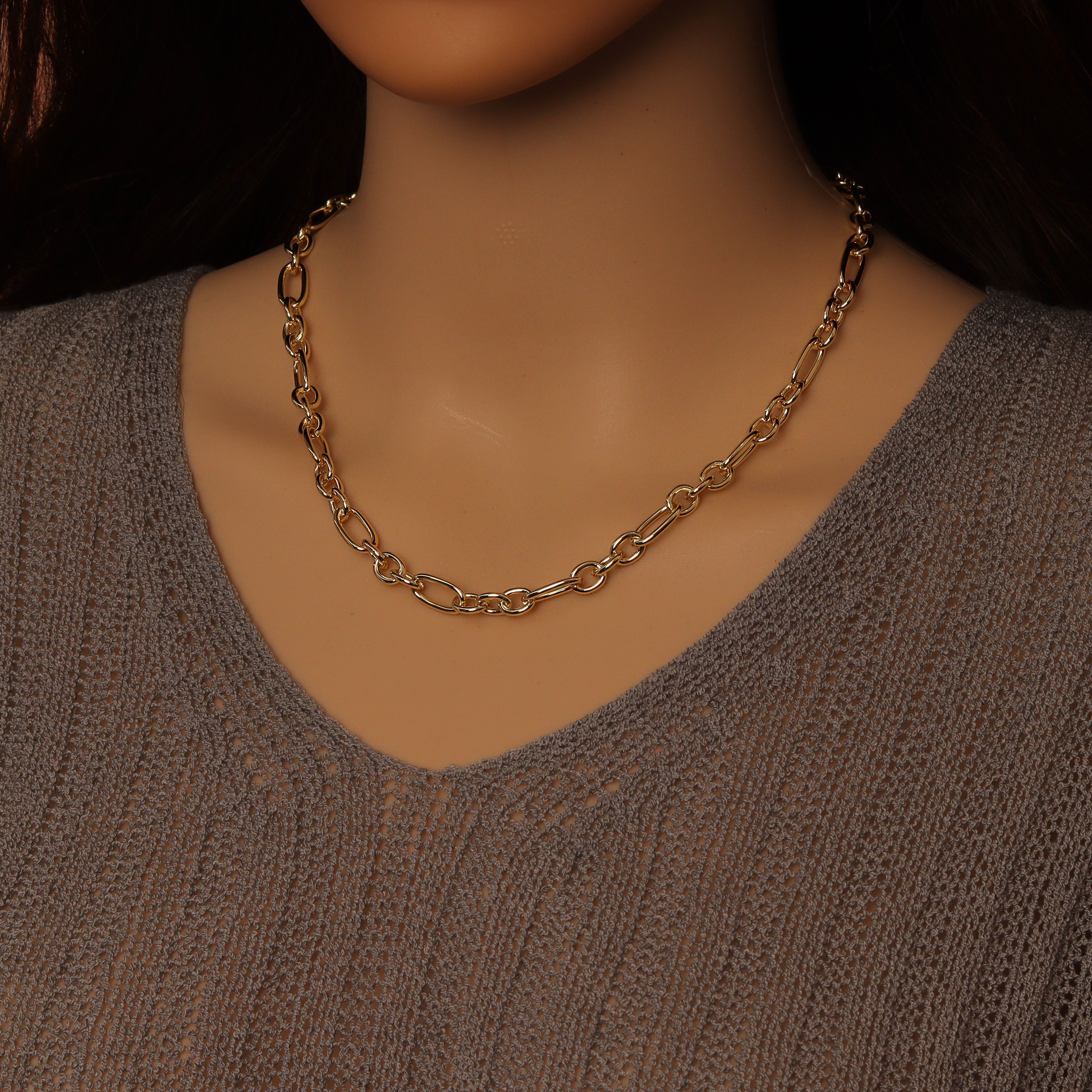 Wholesale Mixed Oval Link Gold Silver Chain, Sku#LX913