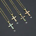 Gold Link Chain Enamel Cross Pendant Adjustable Necklace, sku#EF718