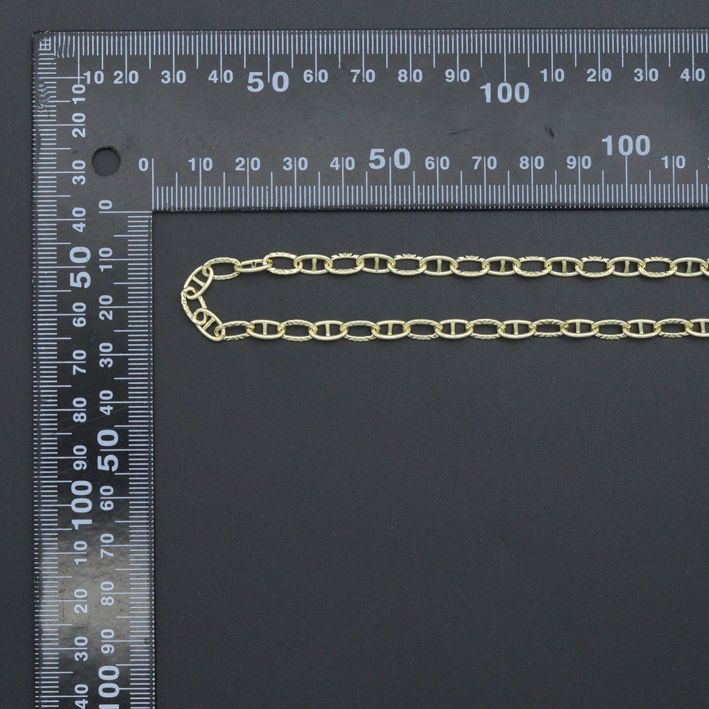 Gold Silver hammered Oval Anchor Chain by Yard, LX908