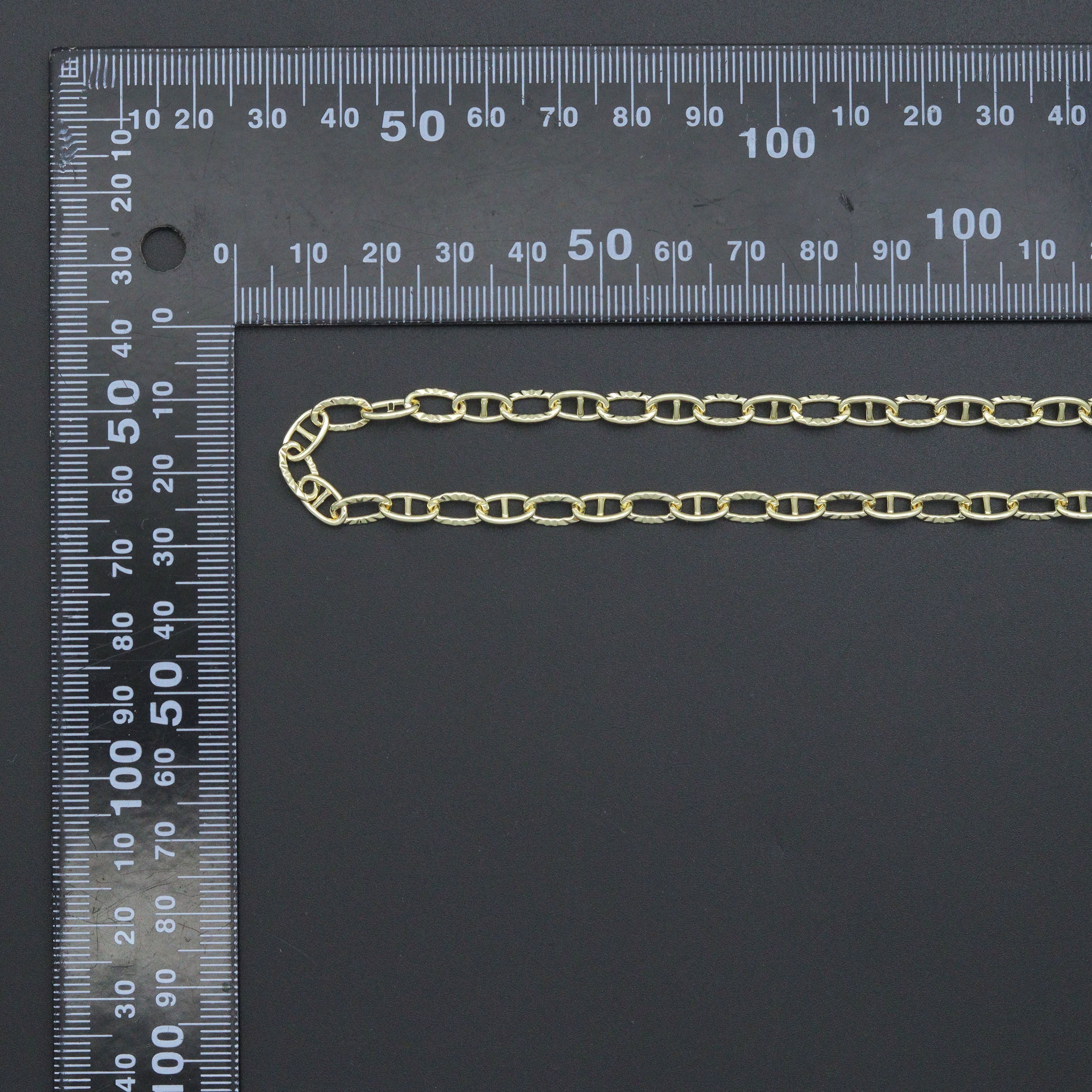 Gold Silver hammered Oval Anchor Chain by Yard, LX908