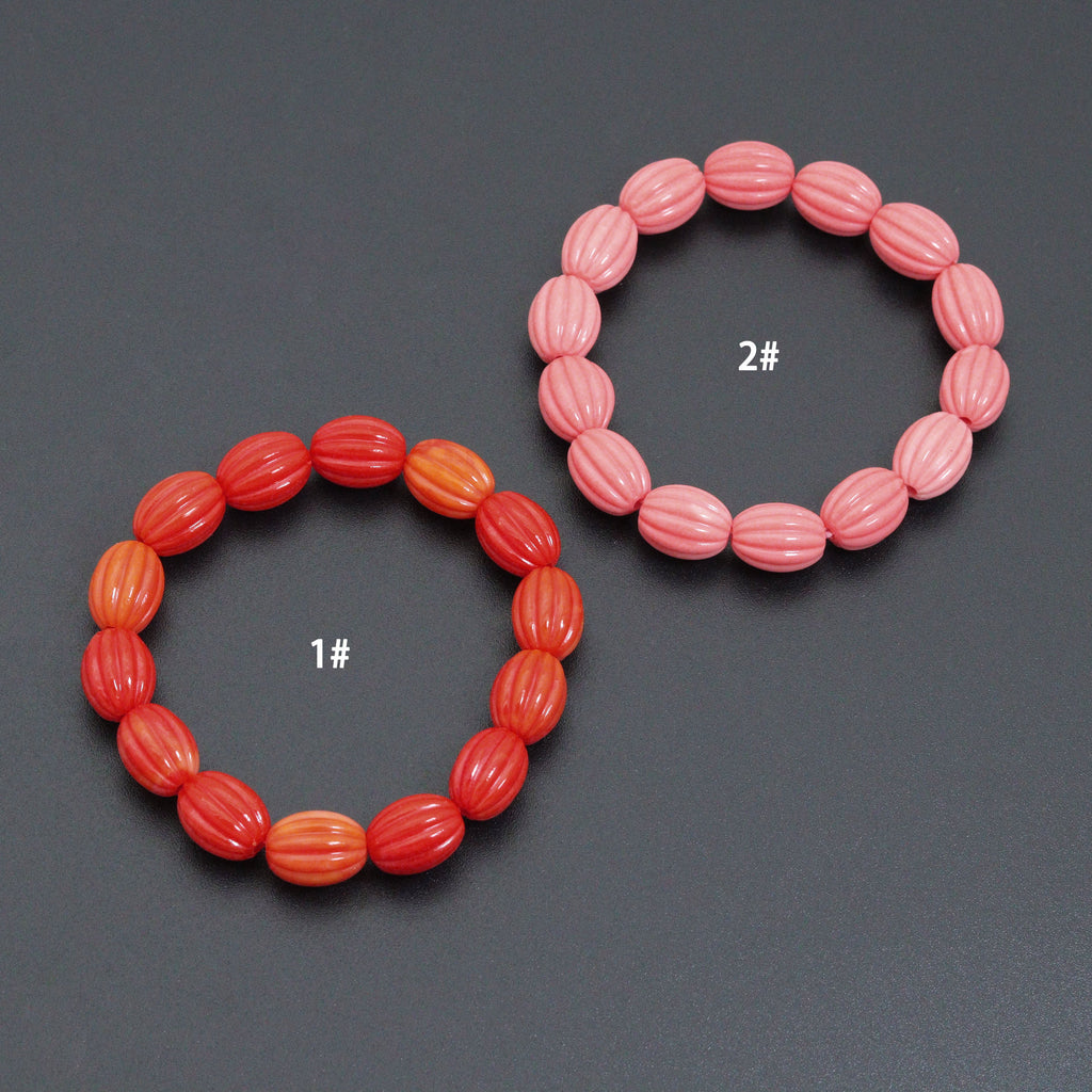 10x13mm Pumpkin Resin Stretchy Bracelet, Sku#EF655
