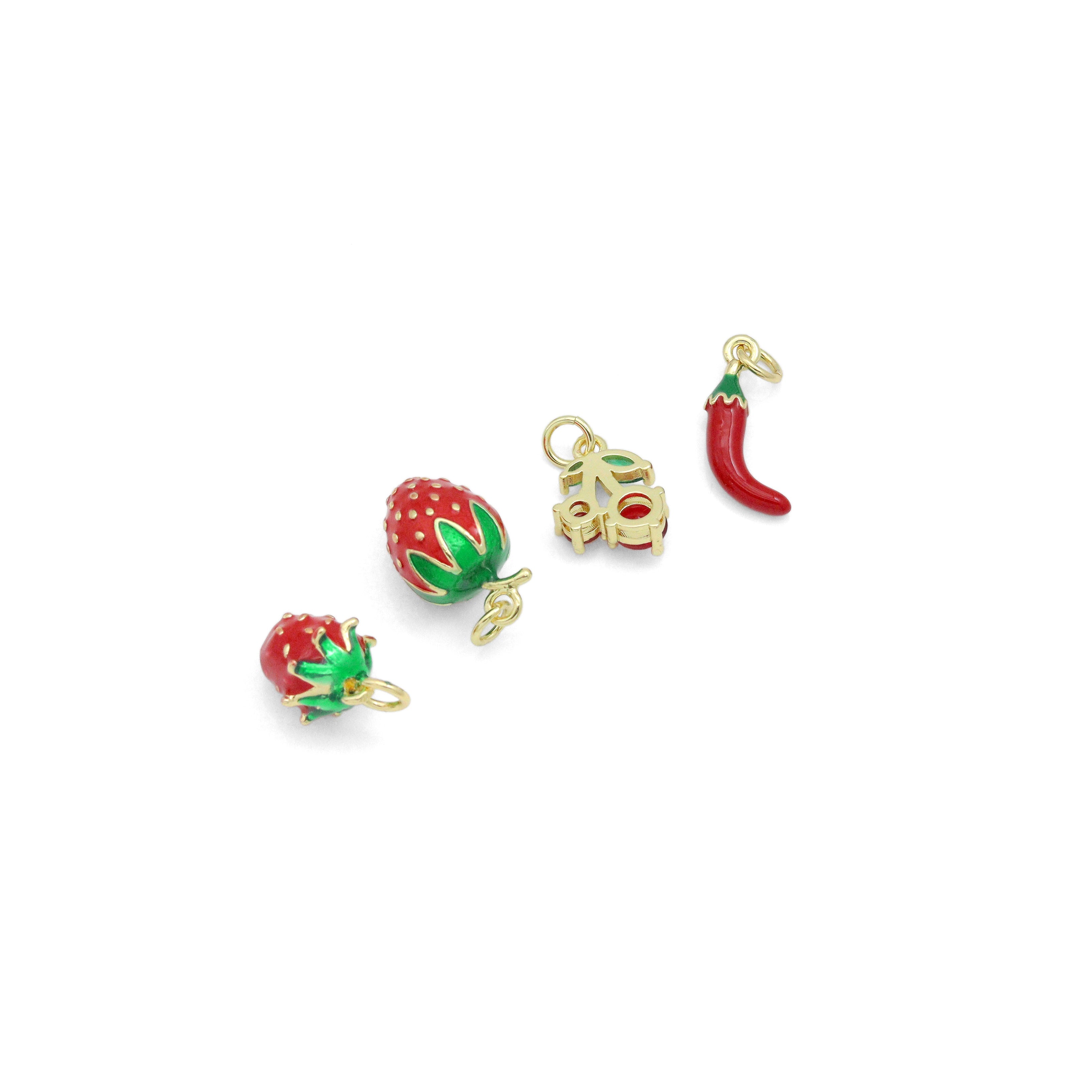 Red Cherry Strawberry Chili Pendant charm, Sku#O133