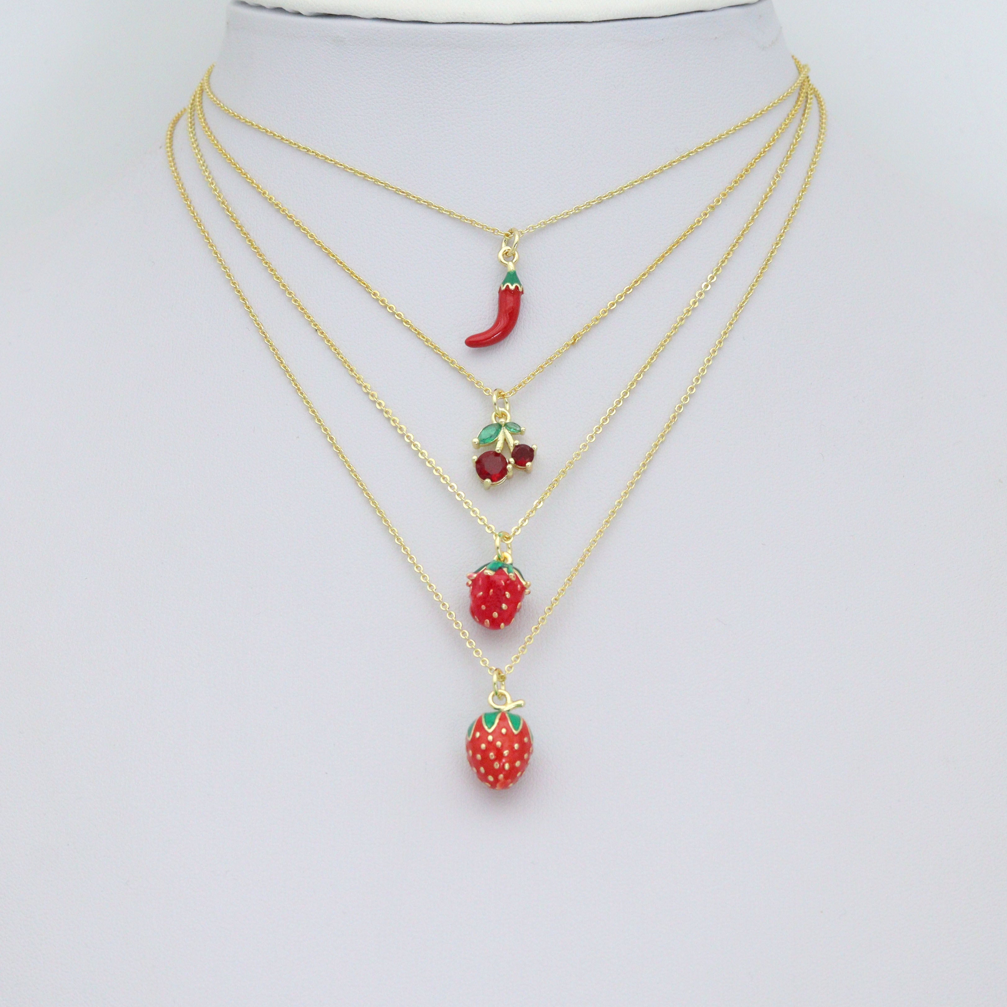 Red Cherry Strawberry Chili Pendant charm, Sku#O133