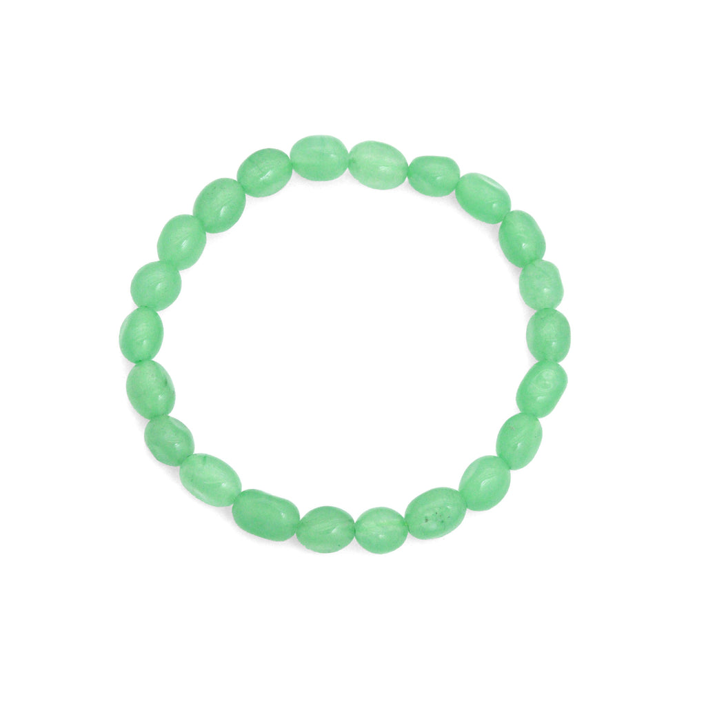 6x9mm Irregular Oval Jade Stretchy Bracelet, Sku#EF749