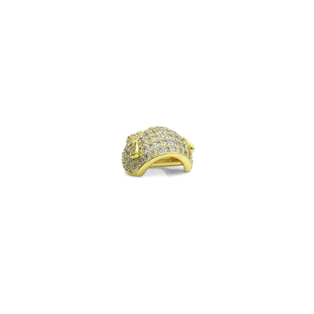 CZ Micro Pave Jaguar Panther Head with Fuchsia Eye Beads, Cubic Zirconia Spacer Beads, Leopard Animal Head Space Beads,13x14x9mm,sku#Y143