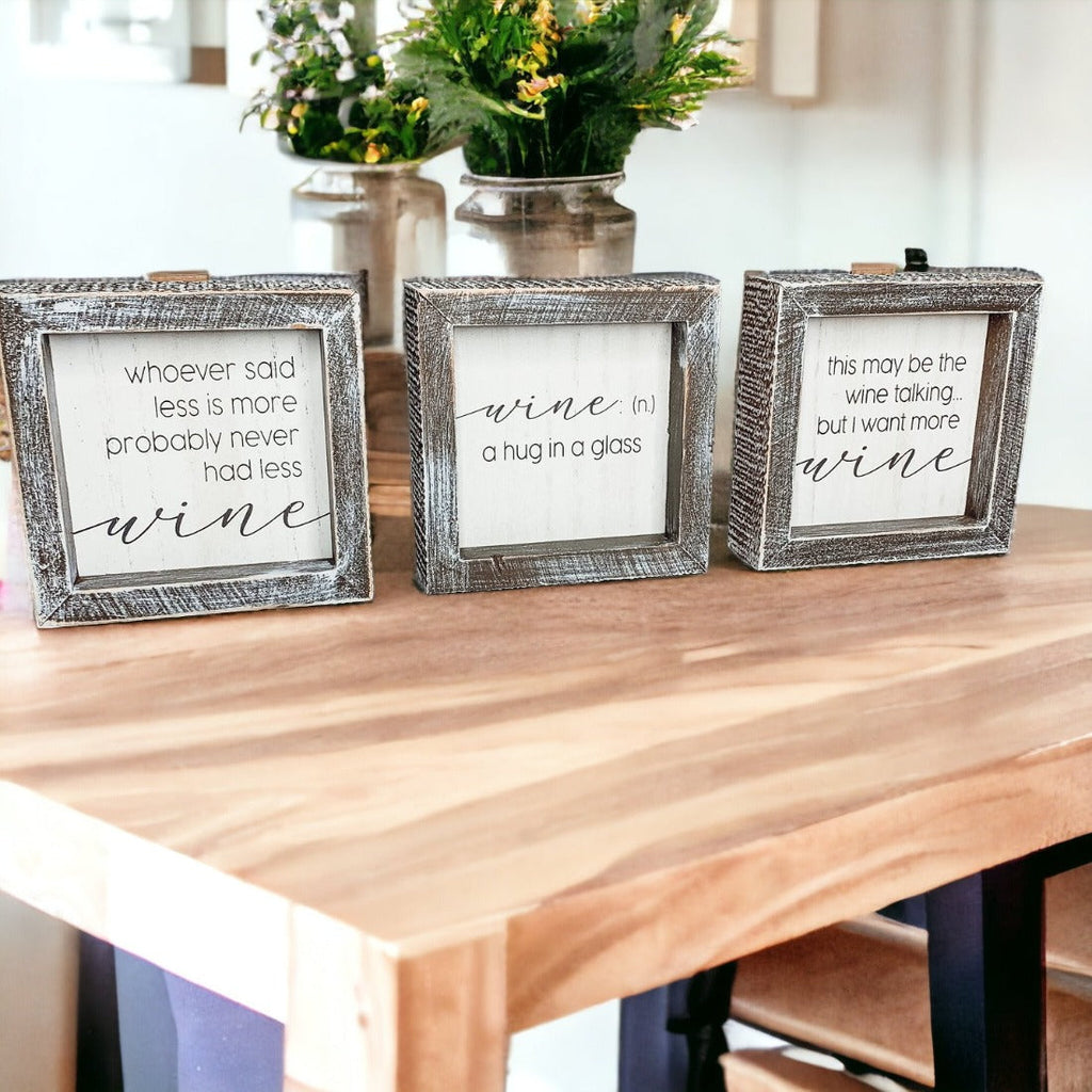 Framed Wine Sign Wall Art Rustic Home Decor For Wine Lovers Kitchen Bar Display Gift