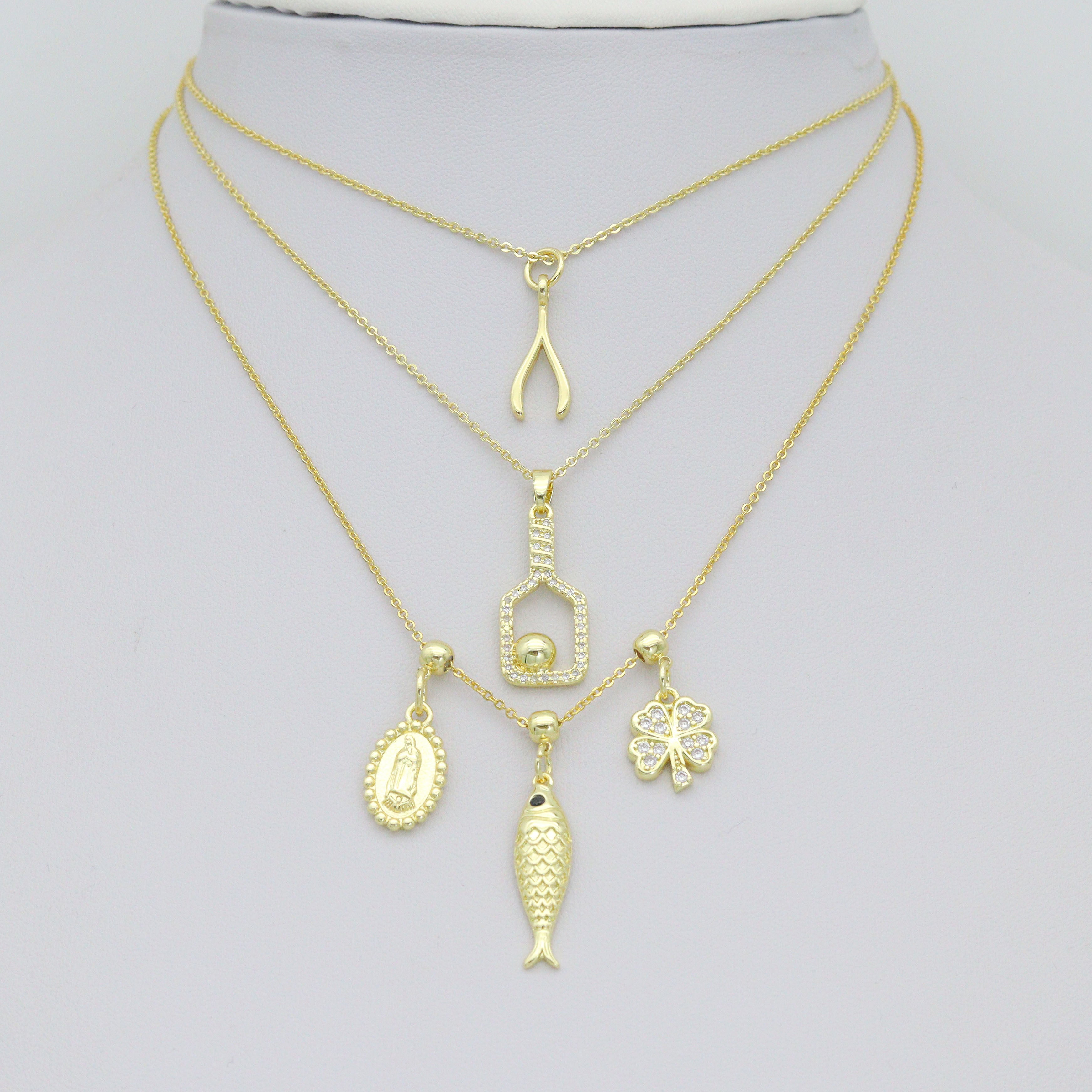 picklebal racket, Wishbone, Fish Clover, Oval Mary Pendant charm for Necklace Bracelet Jewelry Making Supply, Sku#LX926