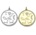 CZ Micro Pave Word Heart Moon on Round Coin Pendant/Charm, 18K Gold Filled Medallion Charm,Necklace Bracelet Pendant Charm,29x31mm,Sku#L608