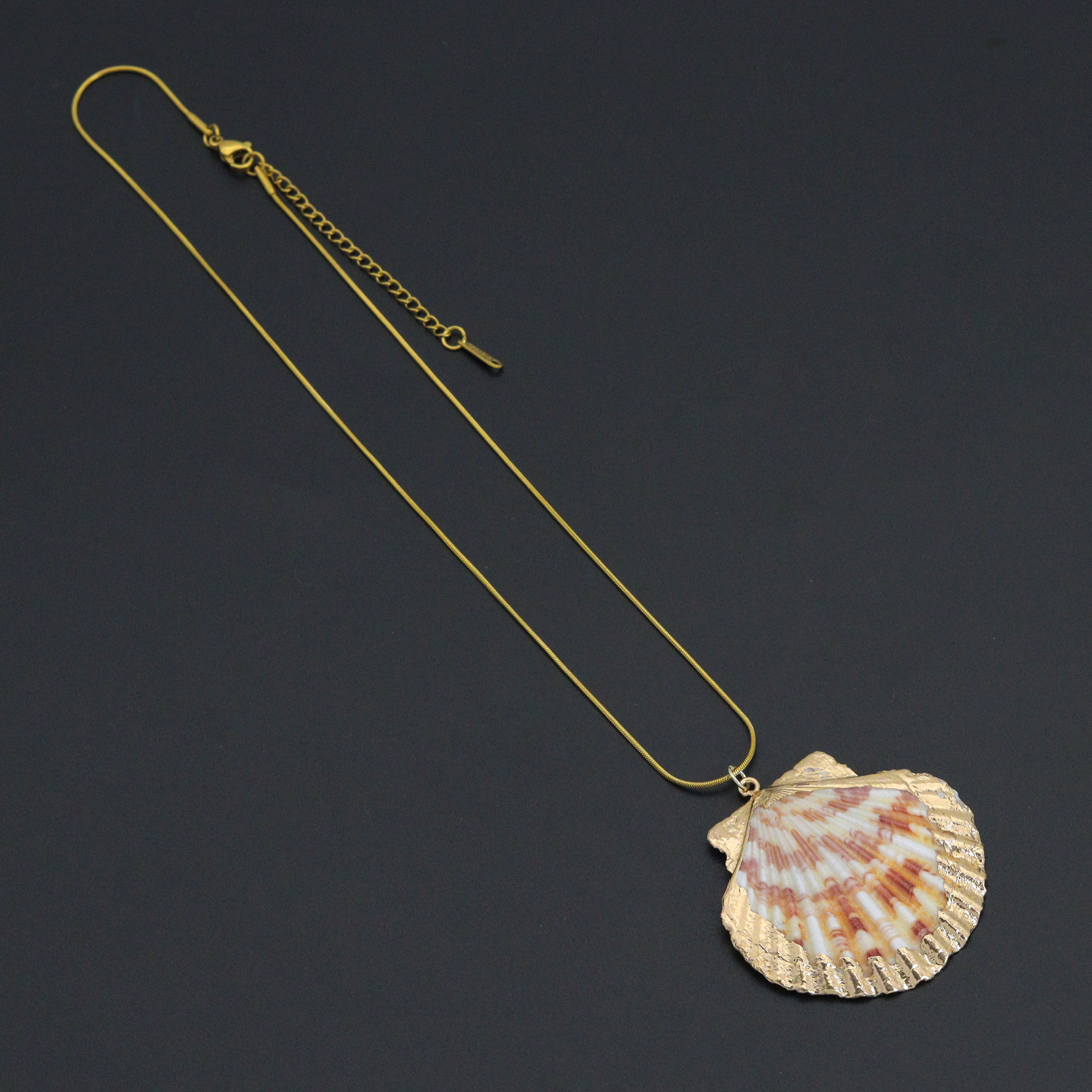 Large Natural Shell Pendant  Necklace , Sku#L741