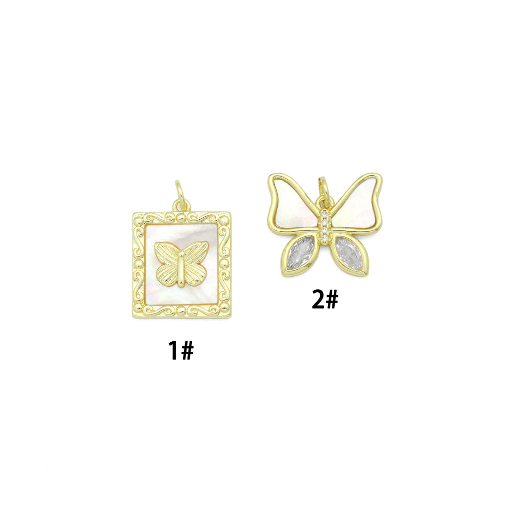Mother of Pearl Butterfly Charm Pendant, Sku#L743