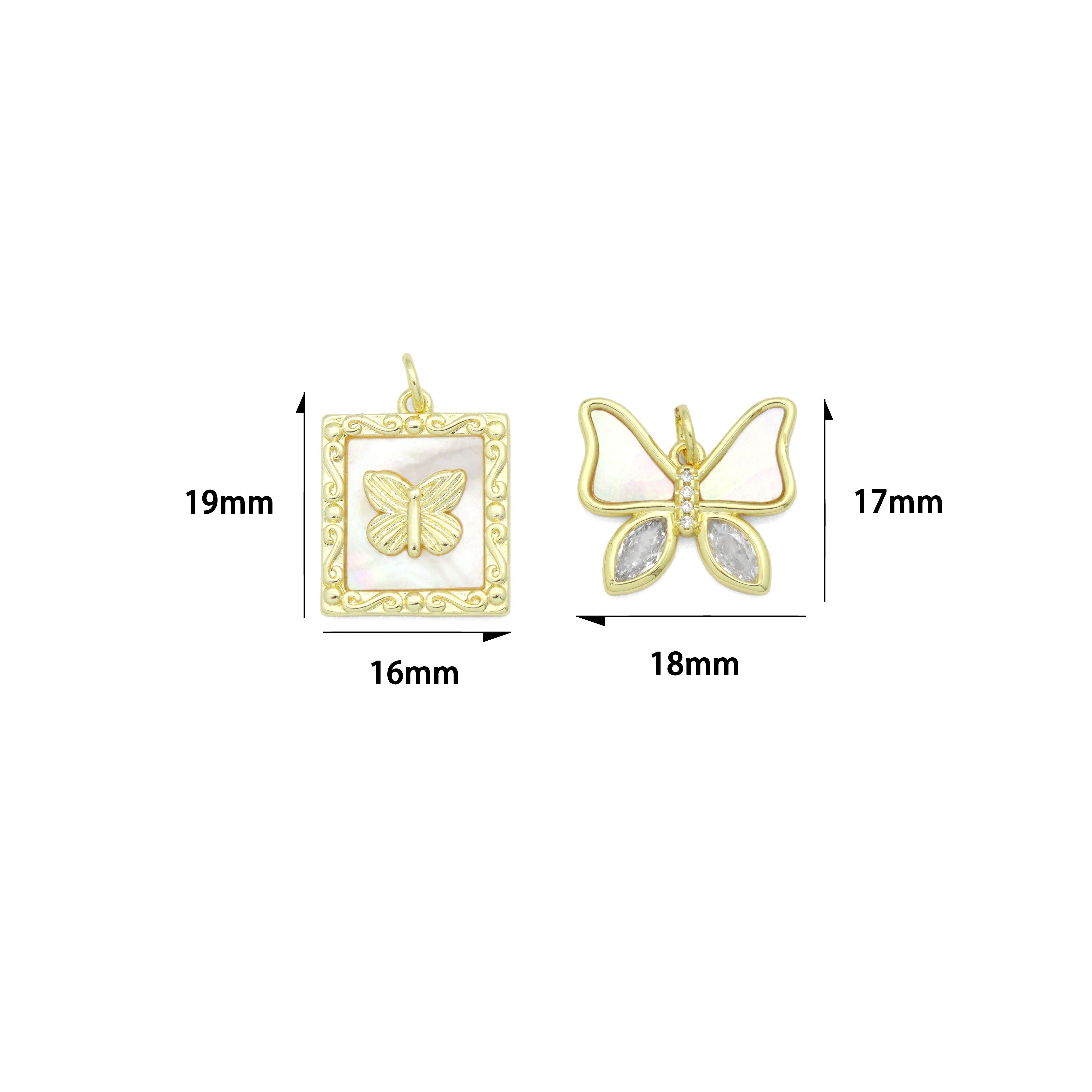 Mother of Pearl Butterfly Charm Pendant, Sku#L743
