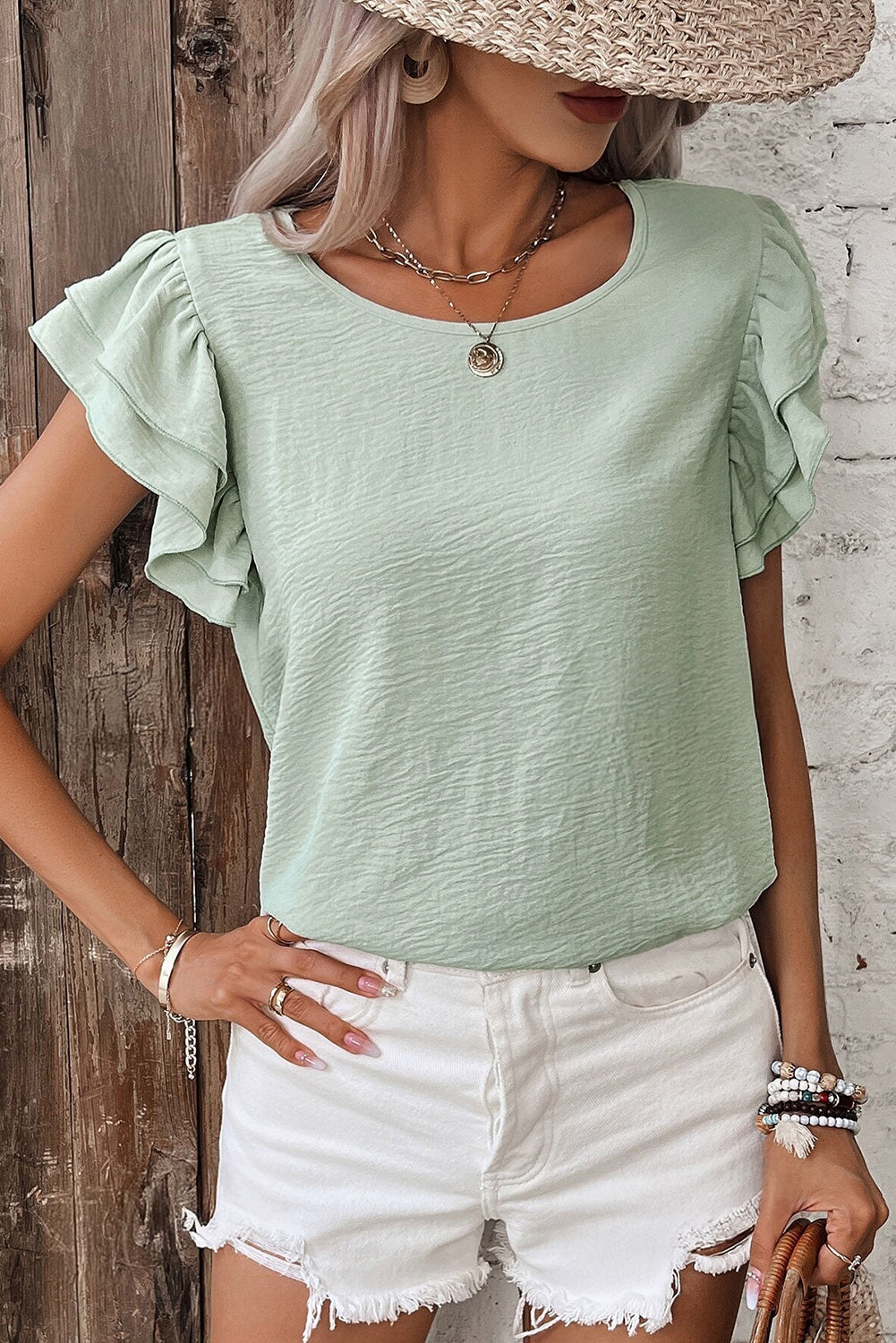 Melania - Lightweight Ruffled Sleeve Top
