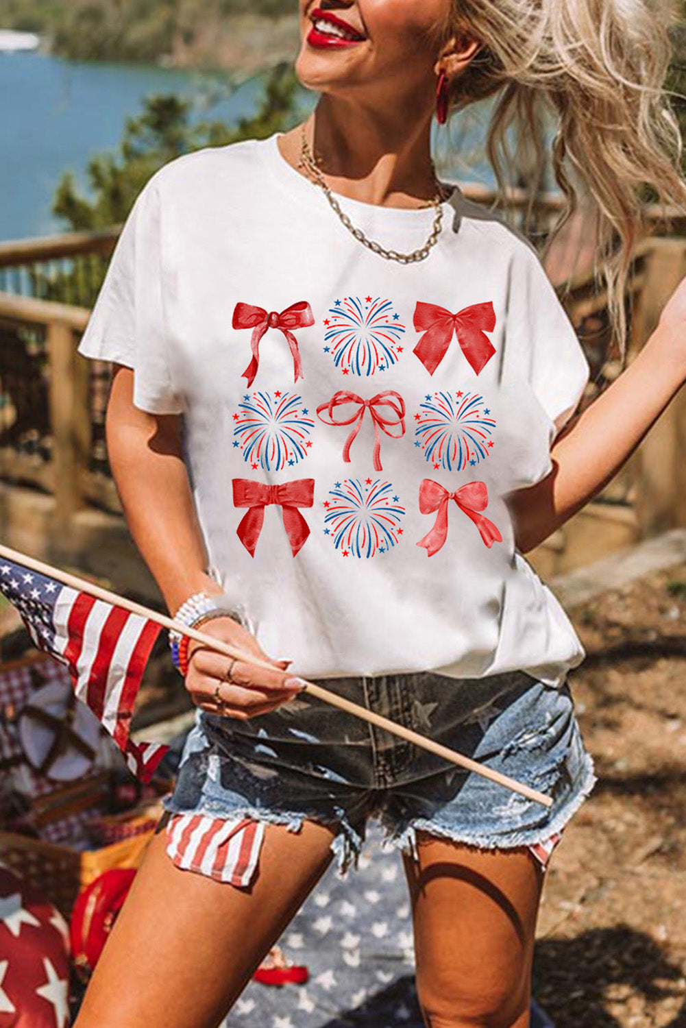 Fireworks & Bows Holiday Tee