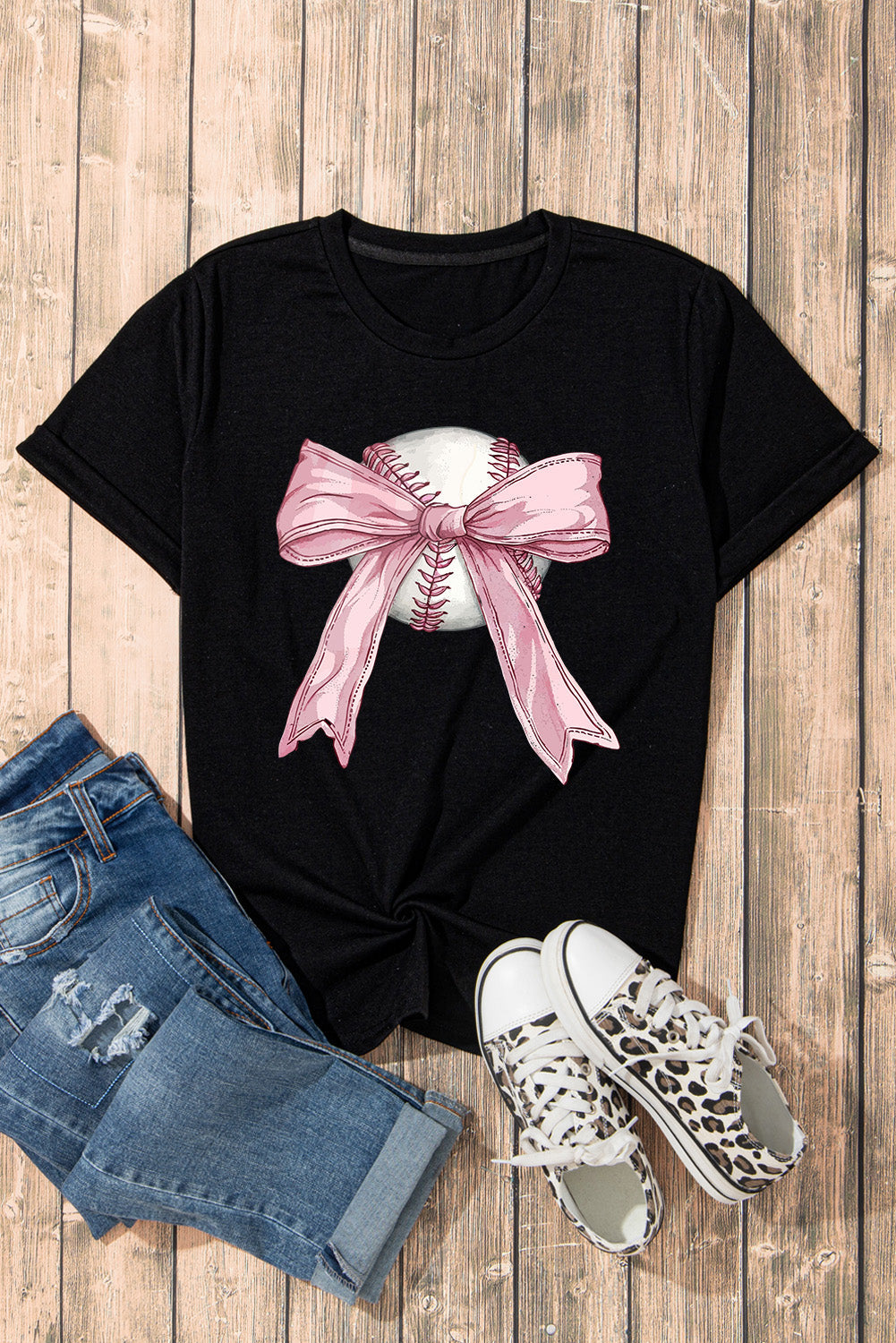 Adie - Black Bow Baseball Tee
