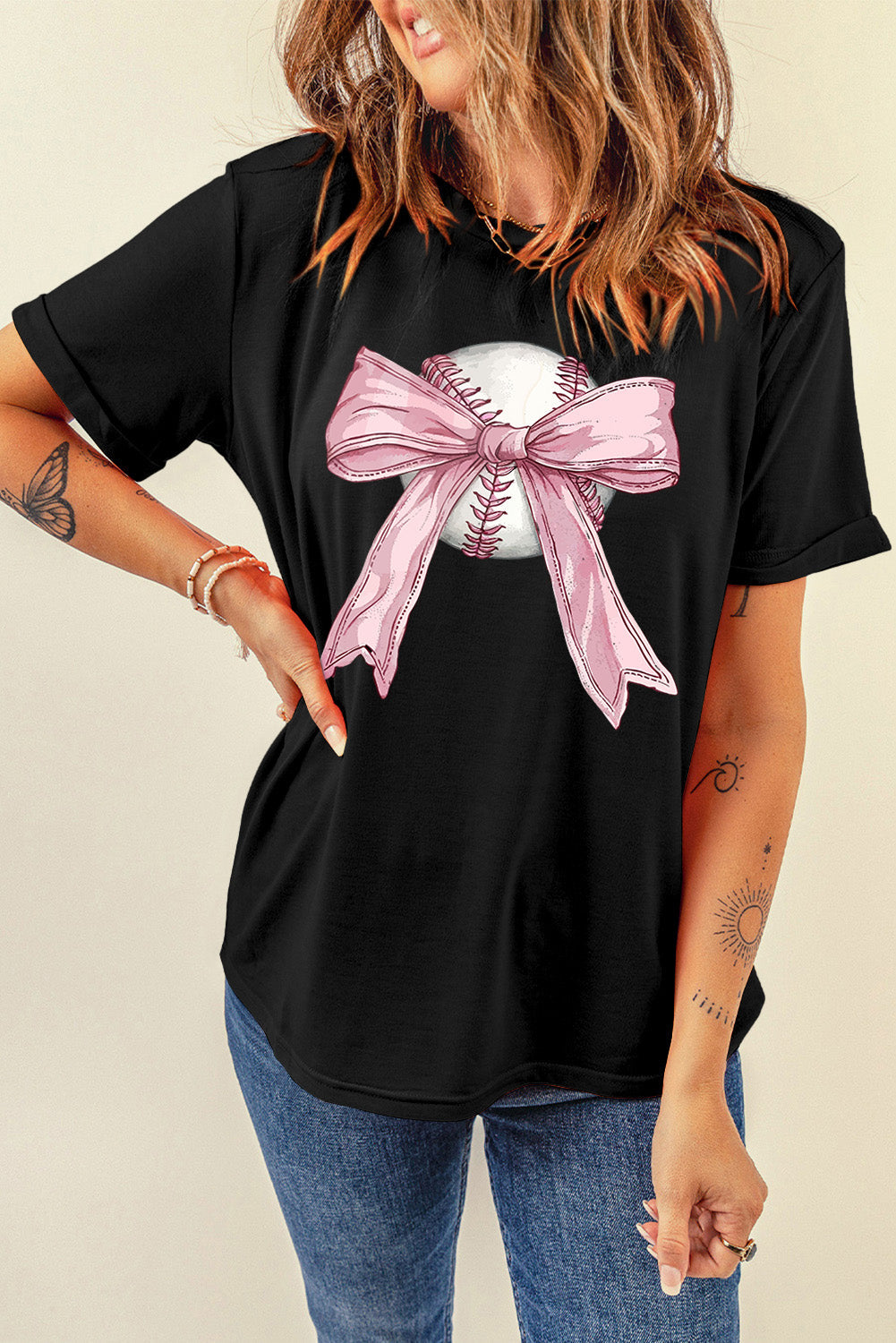 Adie - Black Bow Baseball Tee