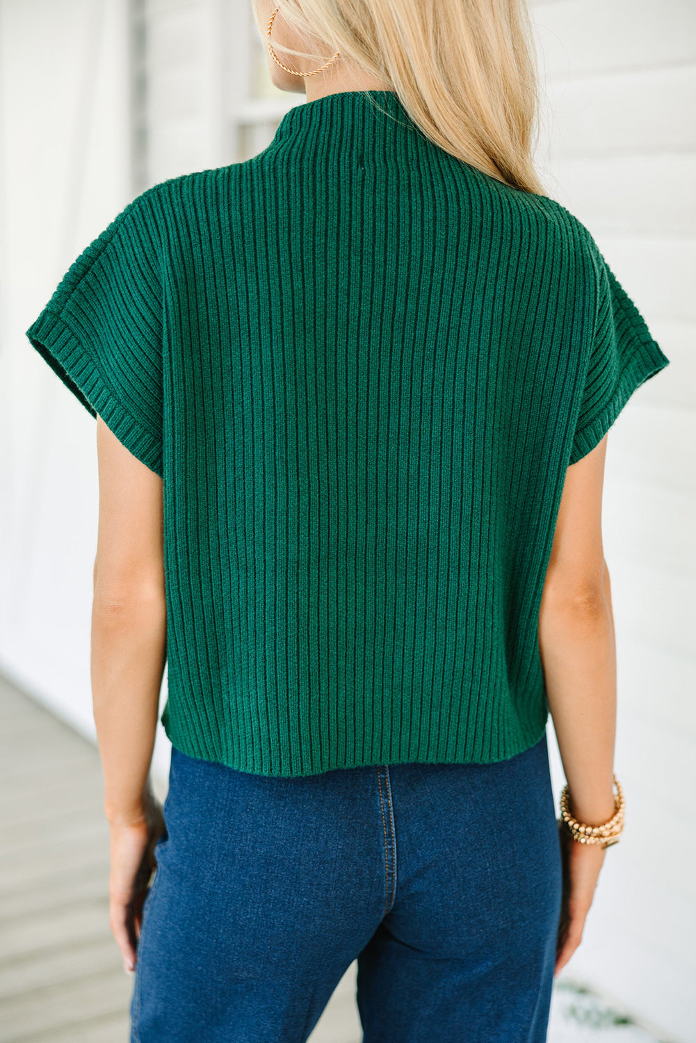 Ollie - Patch Pocket Ribbed Knit Short Sleeve Sweater