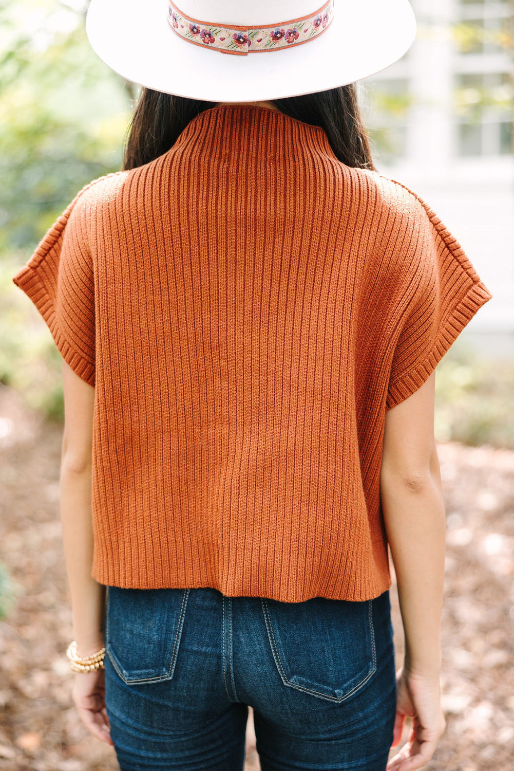 Ollie - Patch Pocket Ribbed Knit Short Sleeve Sweater
