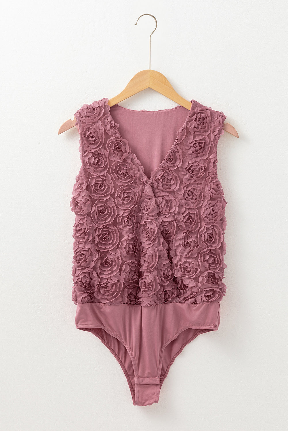 Claire - Rose Textured V-Neck Sleeveless Bodysuit