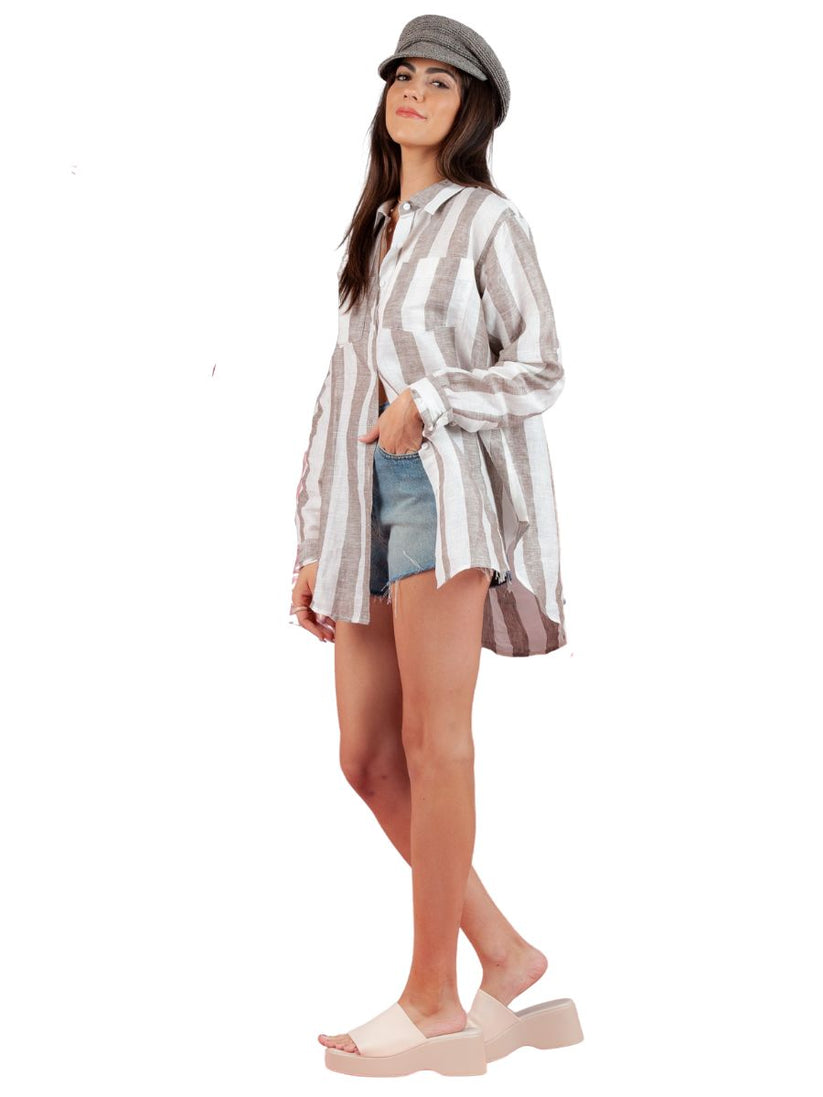 Chemise boutonnée Drew à larges rayures