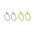 CZ Bamboo Joint Hoop Earrings, Sku#LD515