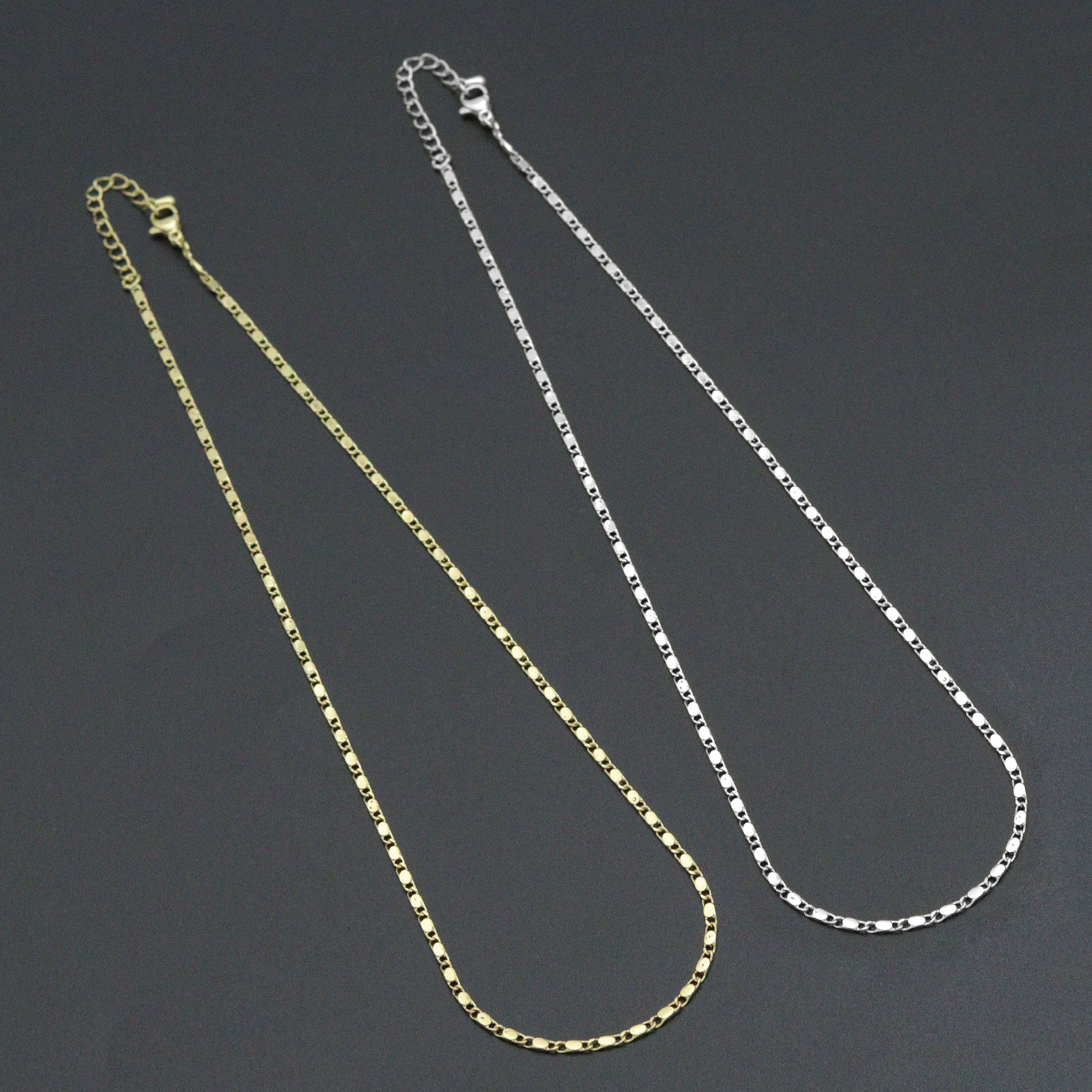 Gold Silver Shinny Disc Link Adjustable Necklace, Sku#LD670