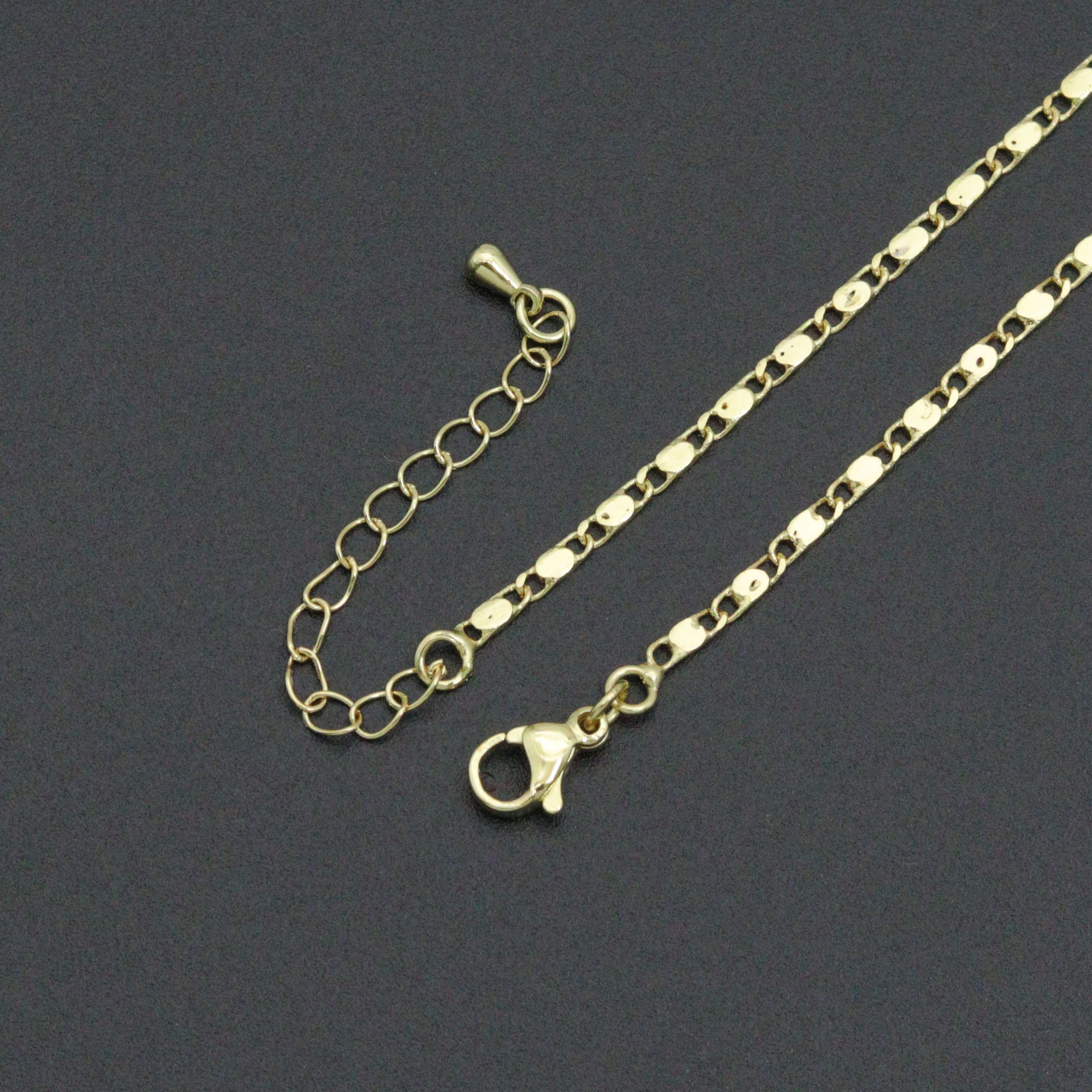 Gold Silver Shinny Disc Link Adjustable Necklace, Sku#LD670