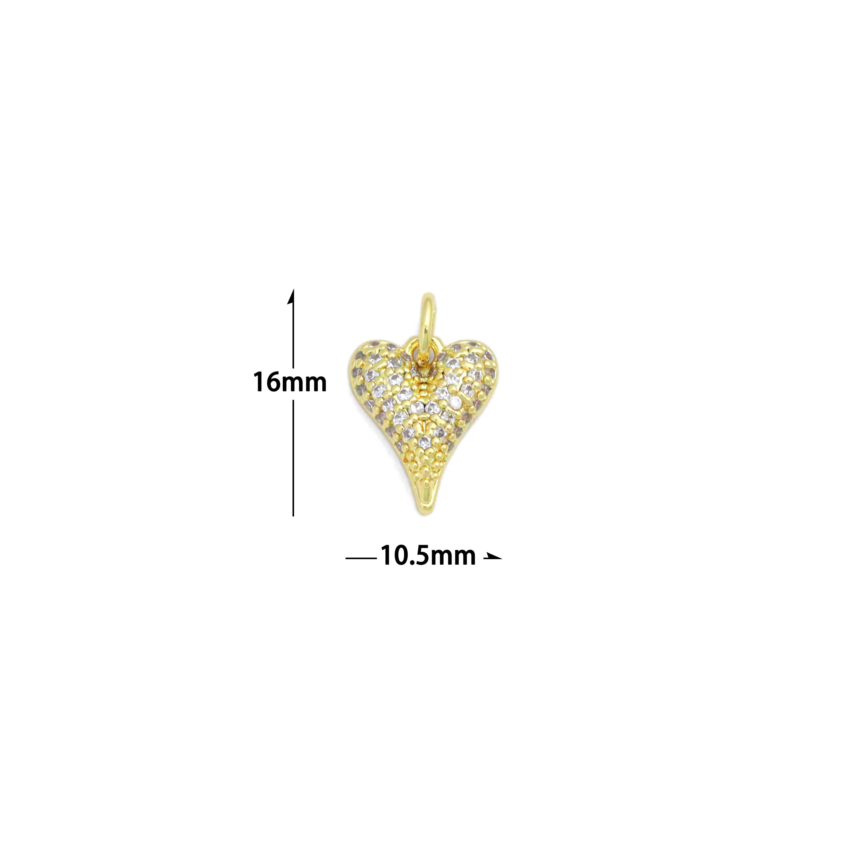 Cute Clear CZ Gold Heart Charm Pendant,Sku#LD709