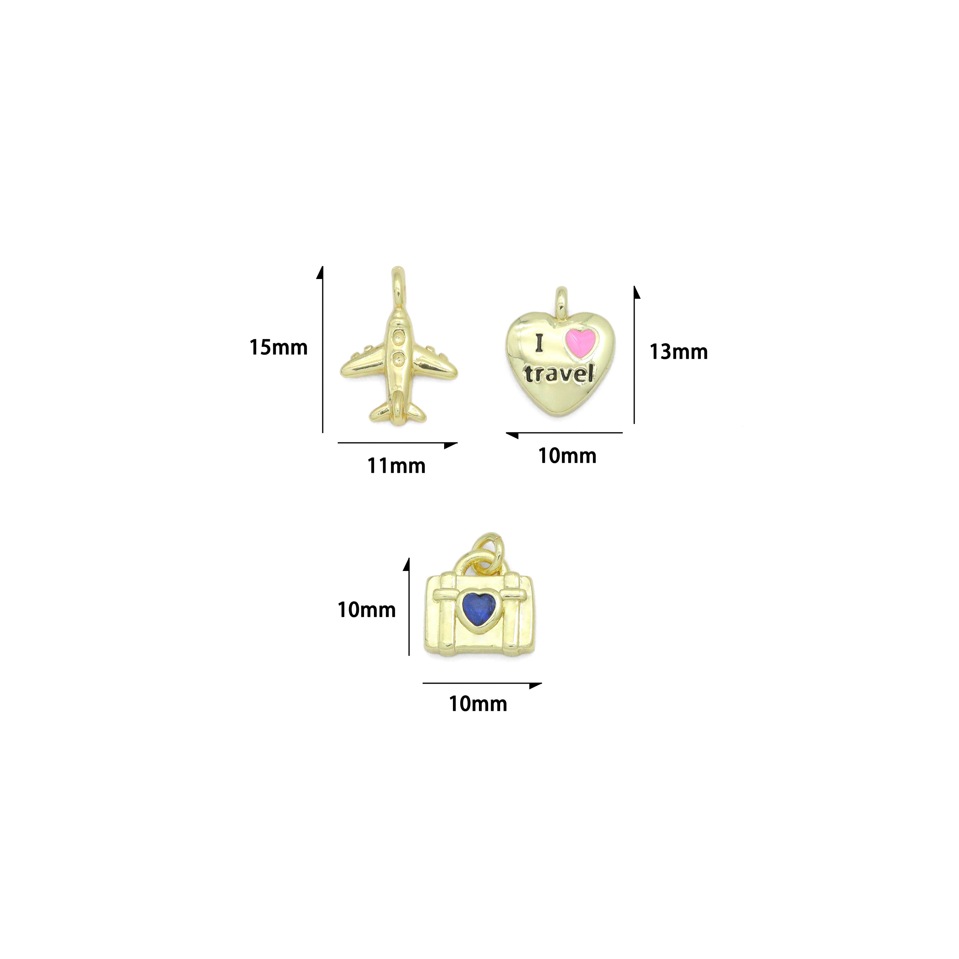 Air Plane I Love Travel Heart Camera Purse Charm Pendants,Sku#LD743