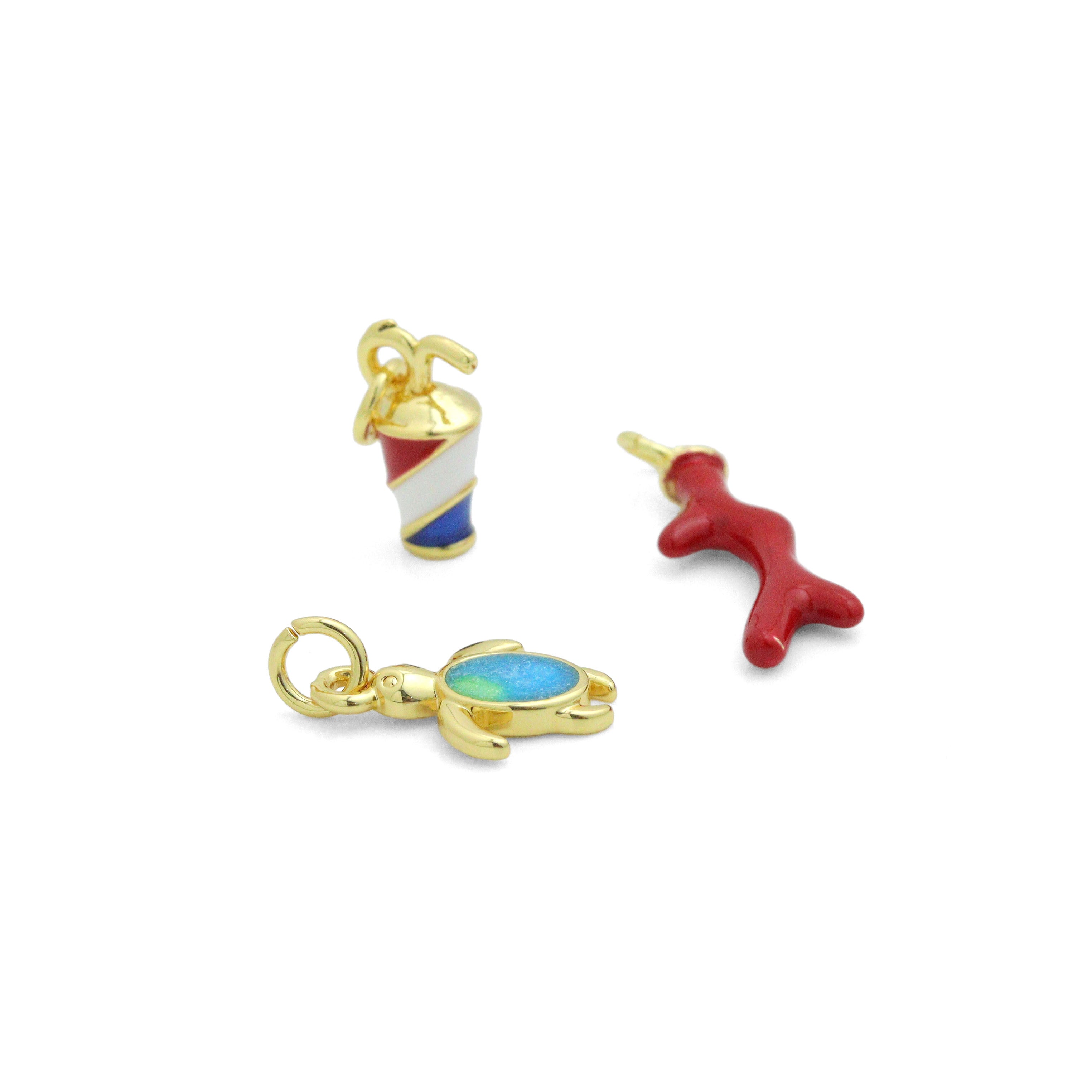 Blue Opal Tortoise Red Coral Coke Pendant charm, Sku#LD765