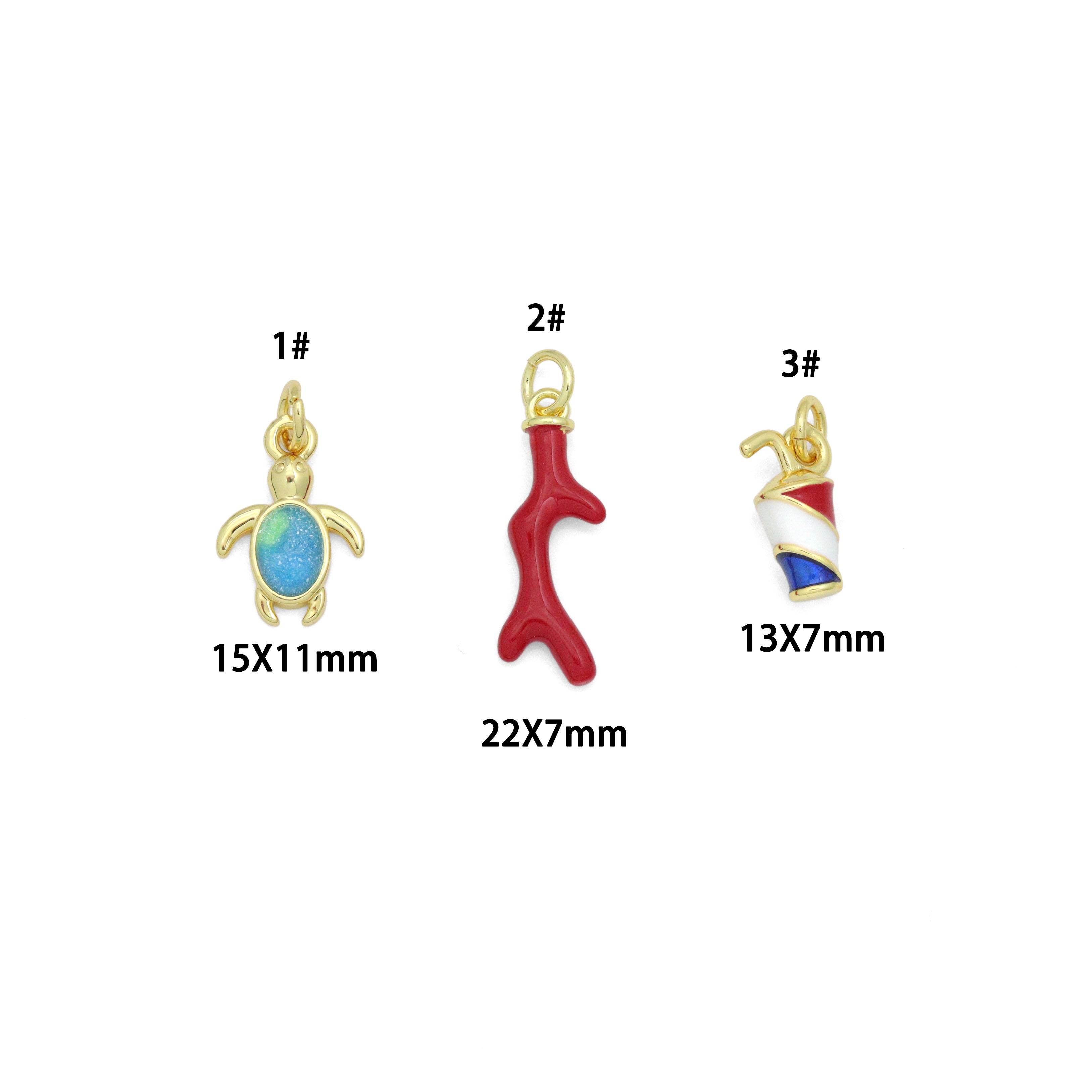 Blue Opal Tortoise Red Coral Coke Pendant charm, Sku#LD765