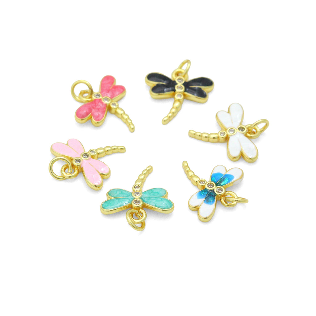 Colorful Enamel Dragonfly charm For Necklace Bracelet Jewelry Making Supply, Sku#LD767