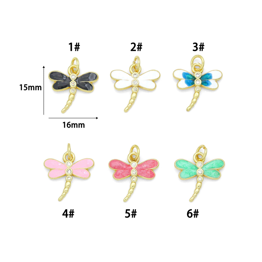 Colorful Enamel Dragonfly charm For Necklace Bracelet Jewelry Making Supply, Sku#LD767