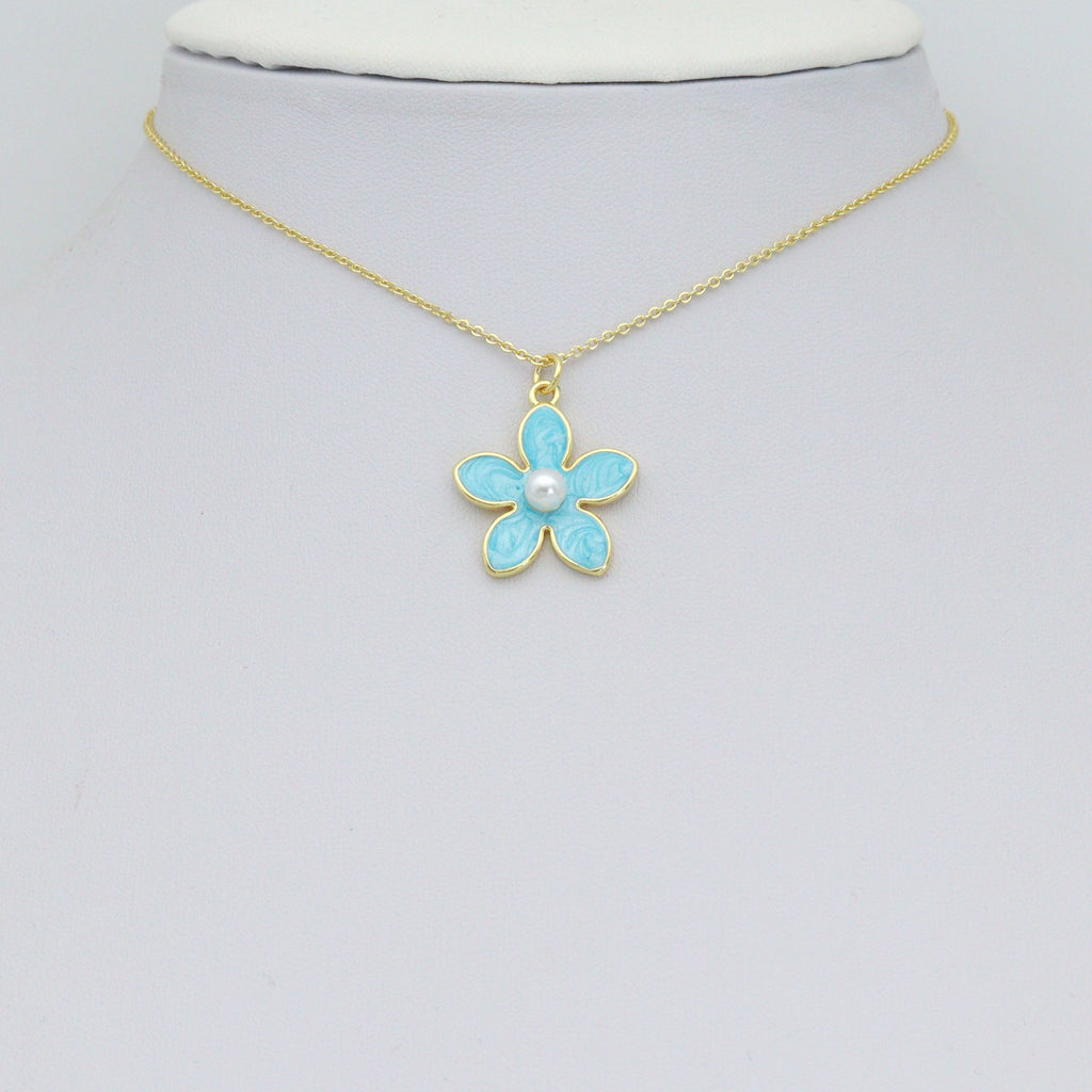 Colorful Enamel pearl Flower Pendant charm for Necklace Bracelet Jewelry Making Supply, Sku#LD768