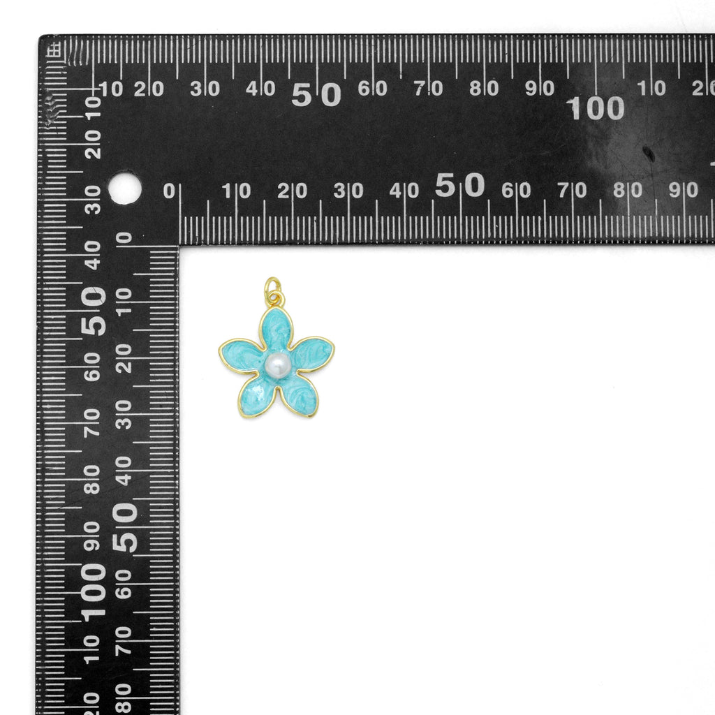 Colorful Enamel pearl Flower Pendant charm for Necklace Bracelet Jewelry Making Supply, Sku#LD768