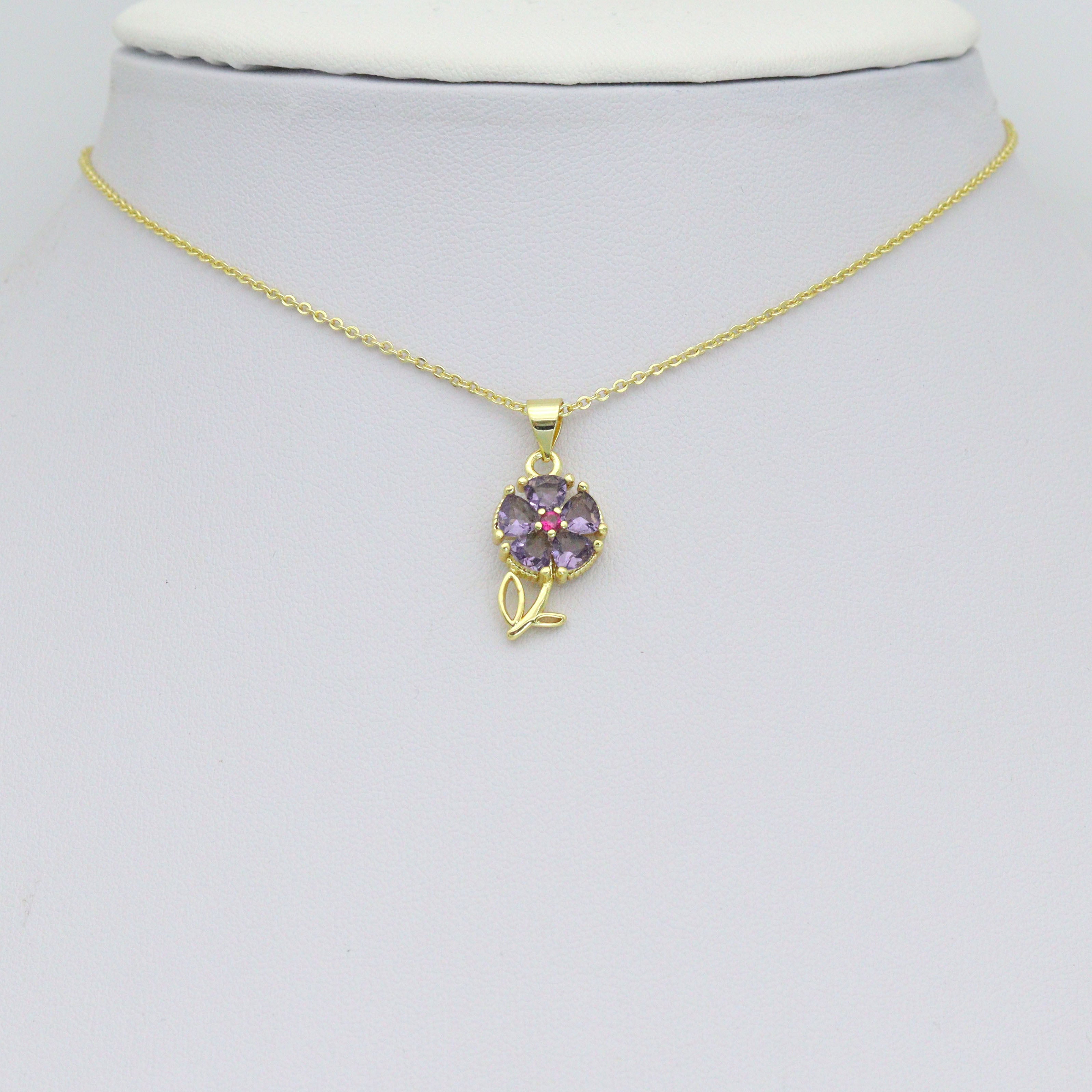 Colorful CZ Flower charm For Necklace Bracelet Jewelry Making Supply, Sku#LD769