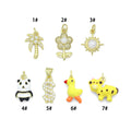 Clear CZ White Pearl Palm Tree, Gold Flower Panda Sun pearl Dollar sign Charm Pendant, Sku#LD775