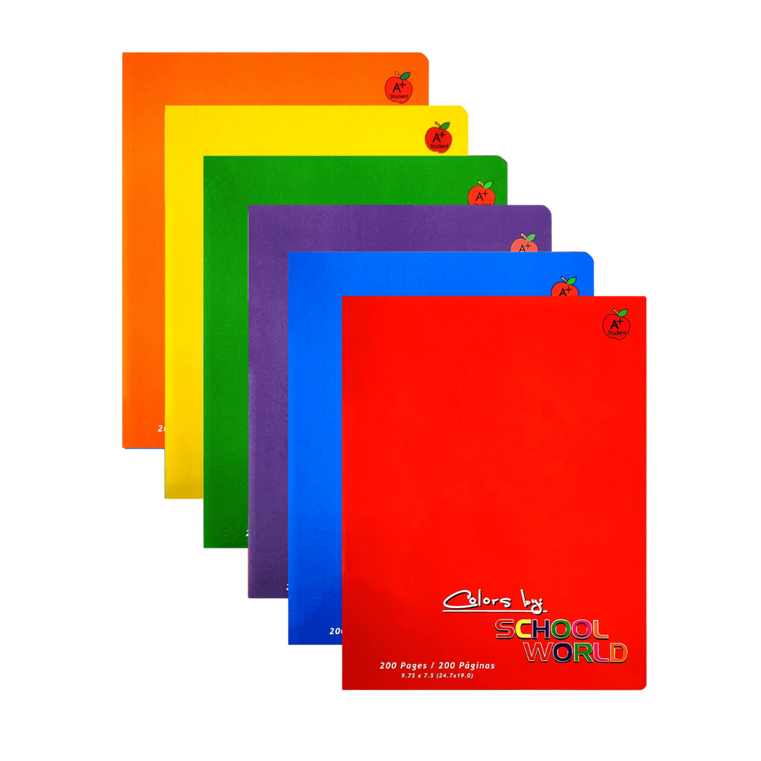 Libreta de carpeta de colores School World 200 páginas