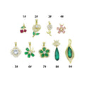 CZ Cherry Flower Crown clover Charm Pendant,Sku#LK1258