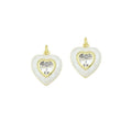 White Mother of Pearl with CZ Center Heart  Heart Pendant charm, Sku#LK1282