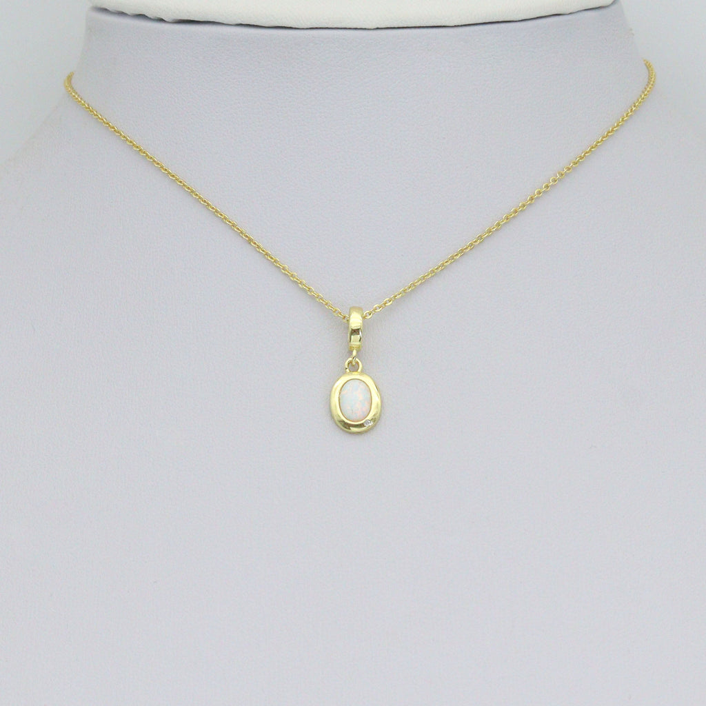 Opal oval Charm Pendant, Sku#LK1284